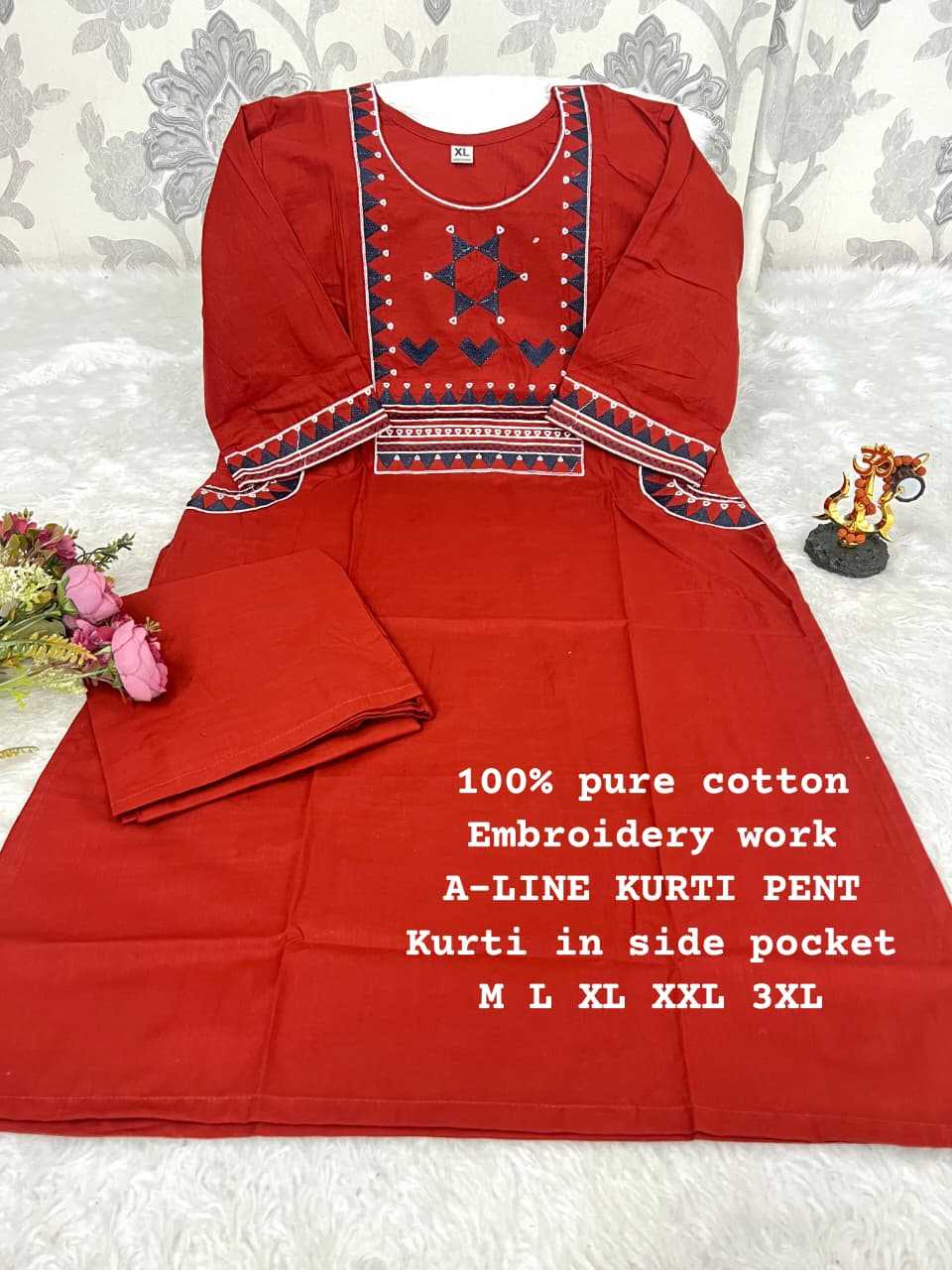 Ynf Cotton KESH594 Shabnam Kurti Plus Size Collections Wholesale Cotton Kurtis Kurti With Palazzo Kurti With Pants Manufacturer- Kapda Export