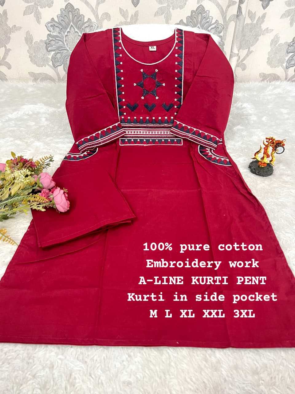 Ynf Cotton KESH594 Shabnam Kurti Plus Size Collections Wholesale Cotton Kurtis Kurti With Palazzo Kurti With Pants Manufacturer- Kapda Export