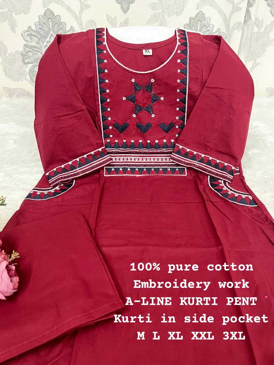 Ynf Cotton KESH594 Shabnam Kurti Plus Size Collections Wholesale Cotton Kurtis Kurti With Palazzo Kurti With Pants Manufacturer- Kapda Export