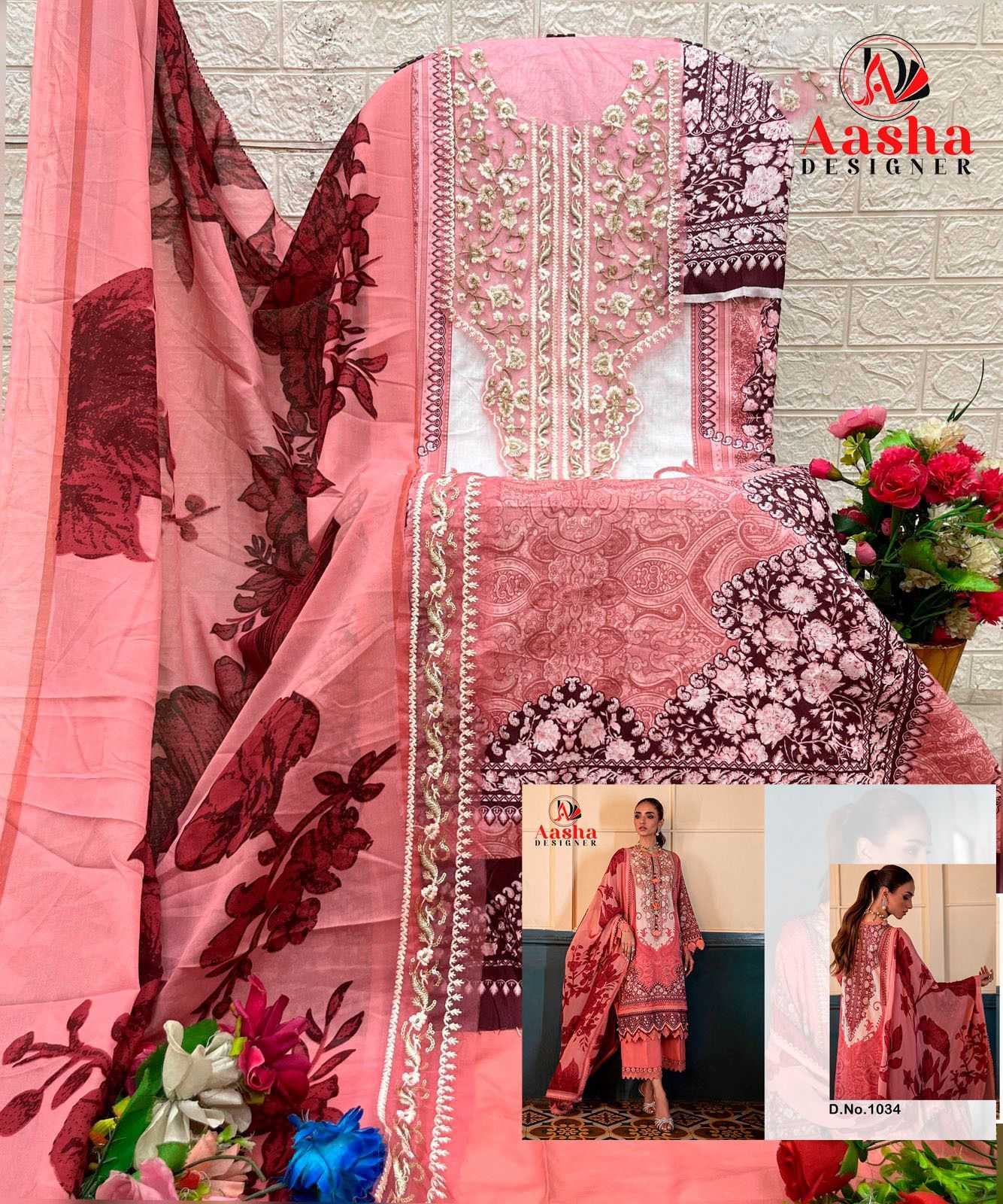 Ynf Cotton KESH677 AASHA 1033 Suits & Dresses Wholesale Printed Suits Embroidery Suits Cotton Suits Manufacturer- Kapda Export
