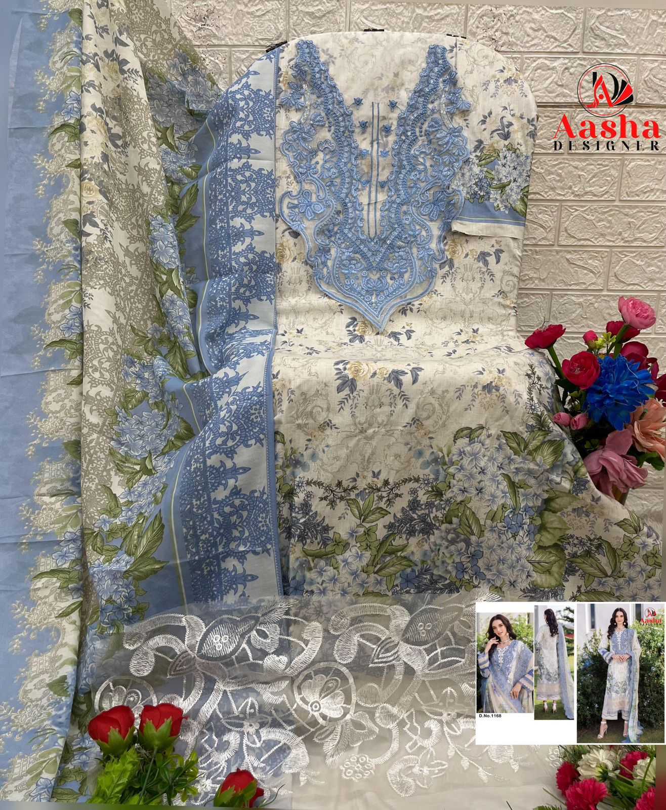 Ynf Cotton KESH677 AASHA 1168 Suits & Dresses Wholesale Printed Suits Embroidery Suits Cotton Suits Manufacturer- Kapda Export