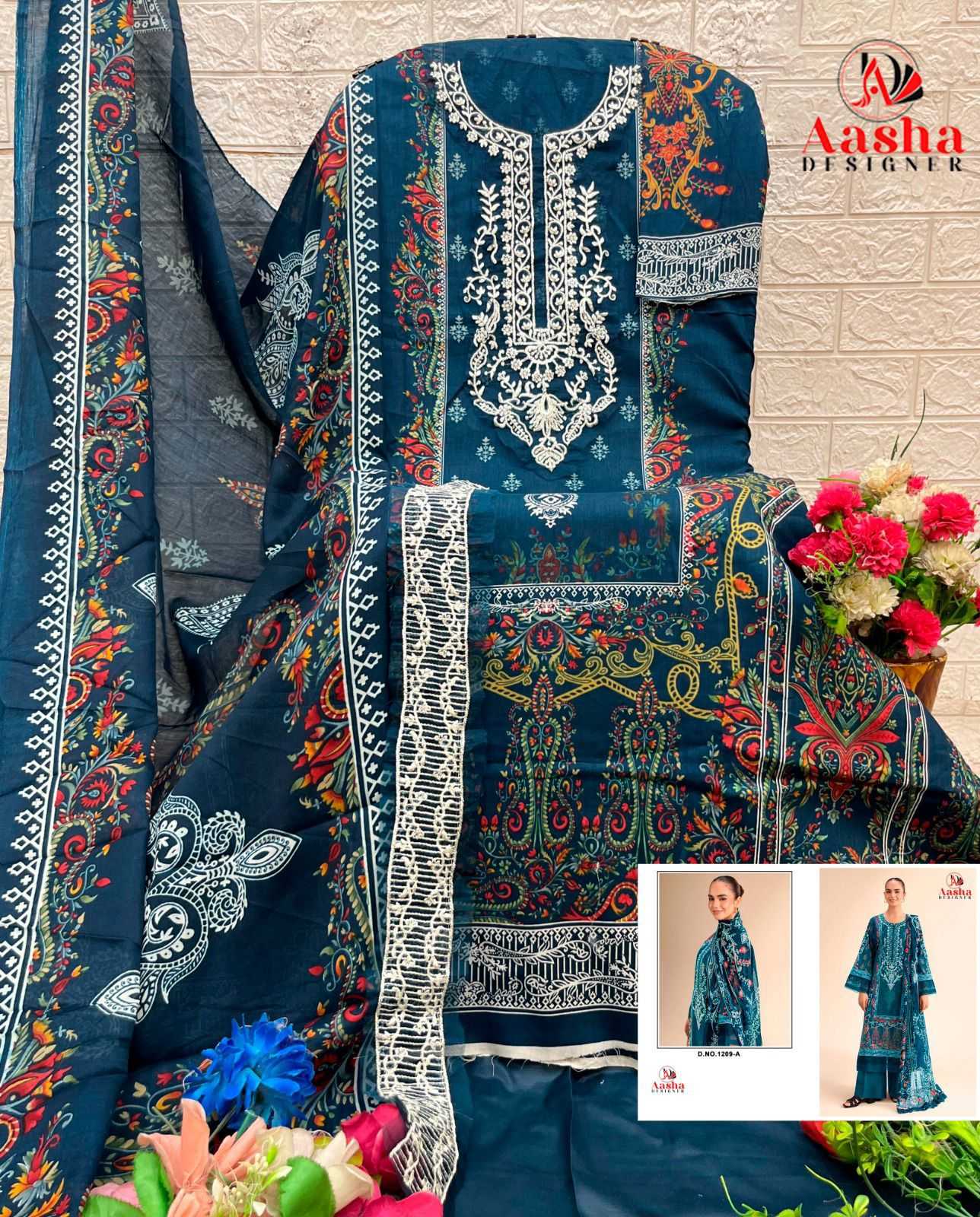 Ynf Cotton KESH677 AASHA 1209 Suits & Dresses Wholesale Embroidery Suits Cotton Suits Party wear suits Manufacturer- Kapda Export