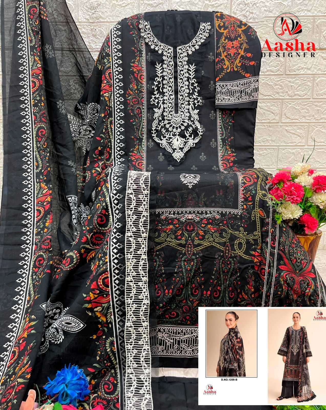 Ynf Cotton KESH677 AASHA 1209 Suits & Dresses Wholesale Embroidery Suits Cotton Suits Party wear suits Manufacturer- Kapda Export