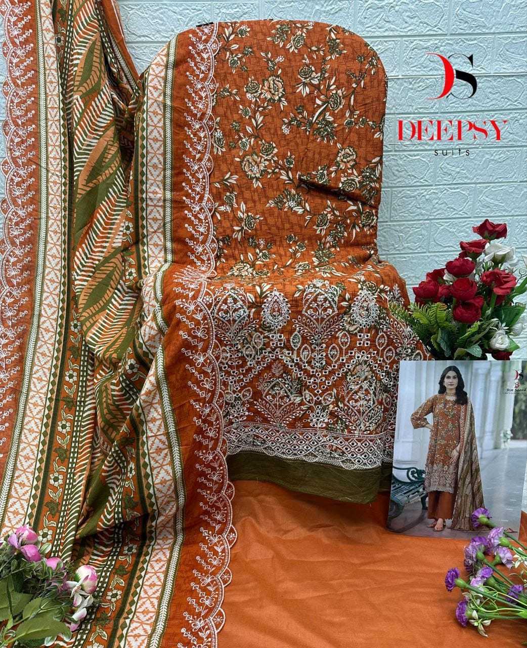 Ynf Cotton KESH677 Deepsy Bin Saeed 1802 Suits & Dresses Wholesale Embroidery Suits Cotton Suits Designer Suits Manufacturer- Kapda Export