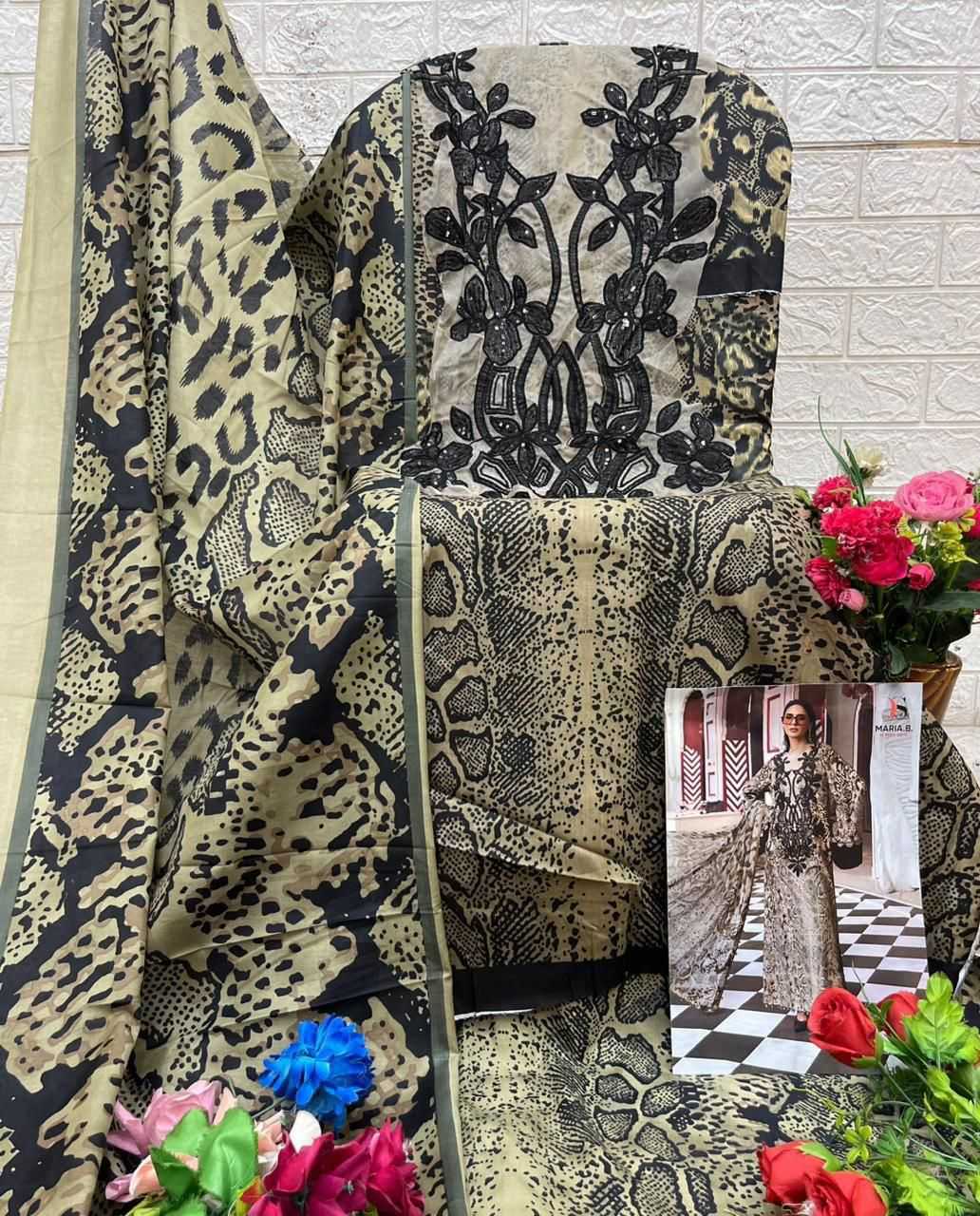 Ynf Cotton KESH677 MARIA B 1401 Suits & Dresses Wholesale Printed Suits Embroidery Suits Cotton Suits Manufacturer- Kapda Export