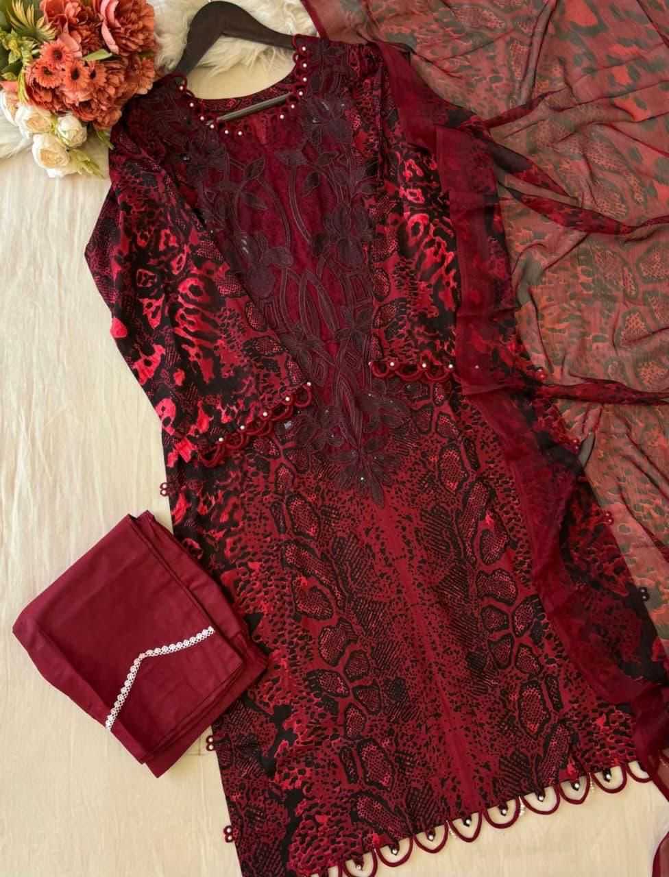 Ynf Cotton KESH677 MARIA B 1401 Suits & Dresses Wholesale Printed Suits Embroidery Suits Cotton Suits Manufacturer- Kapda Export