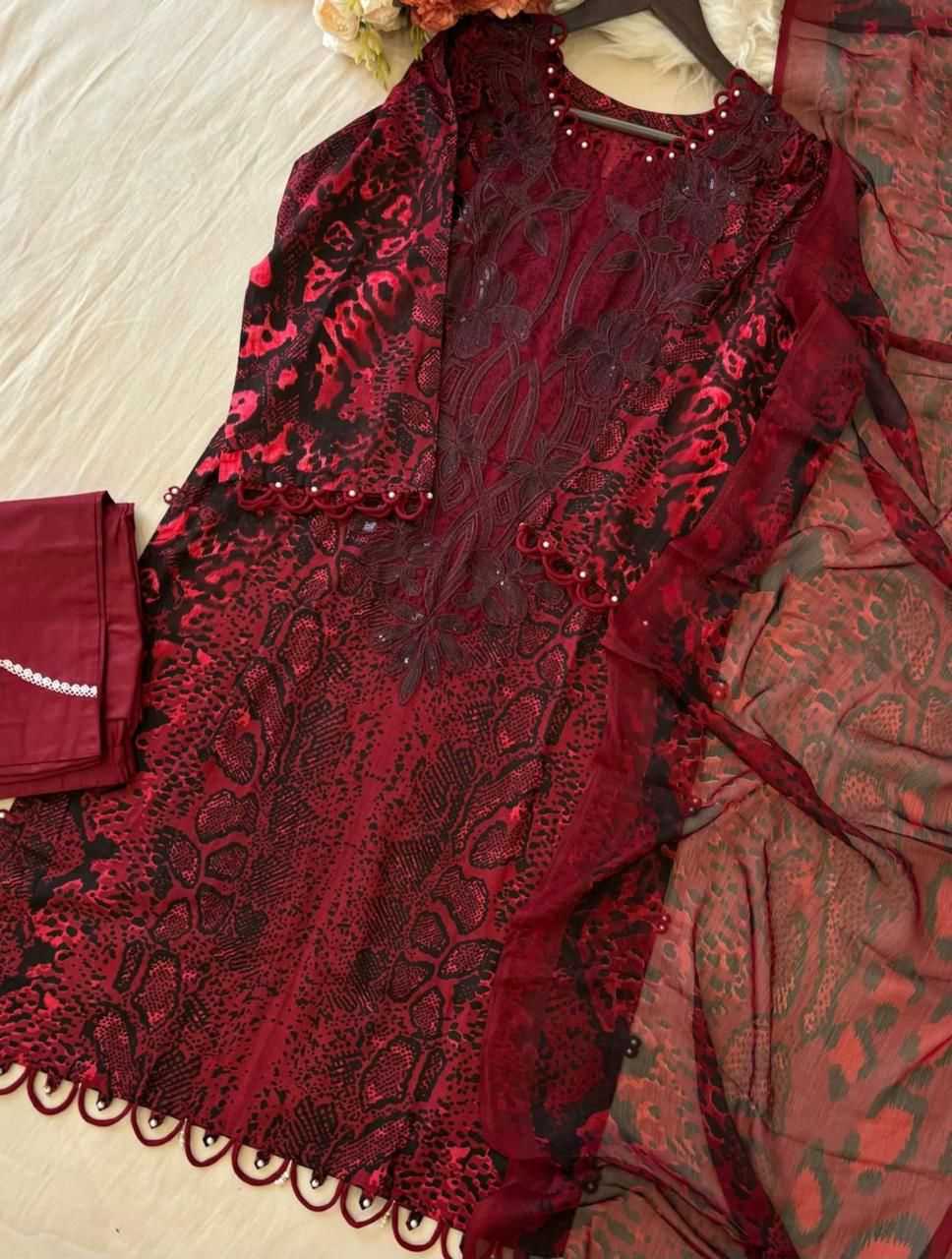 Ynf Cotton KESH677 MARIA B 1401 Suits & Dresses Wholesale Printed Suits Embroidery Suits Cotton Suits Manufacturer- Kapda Export