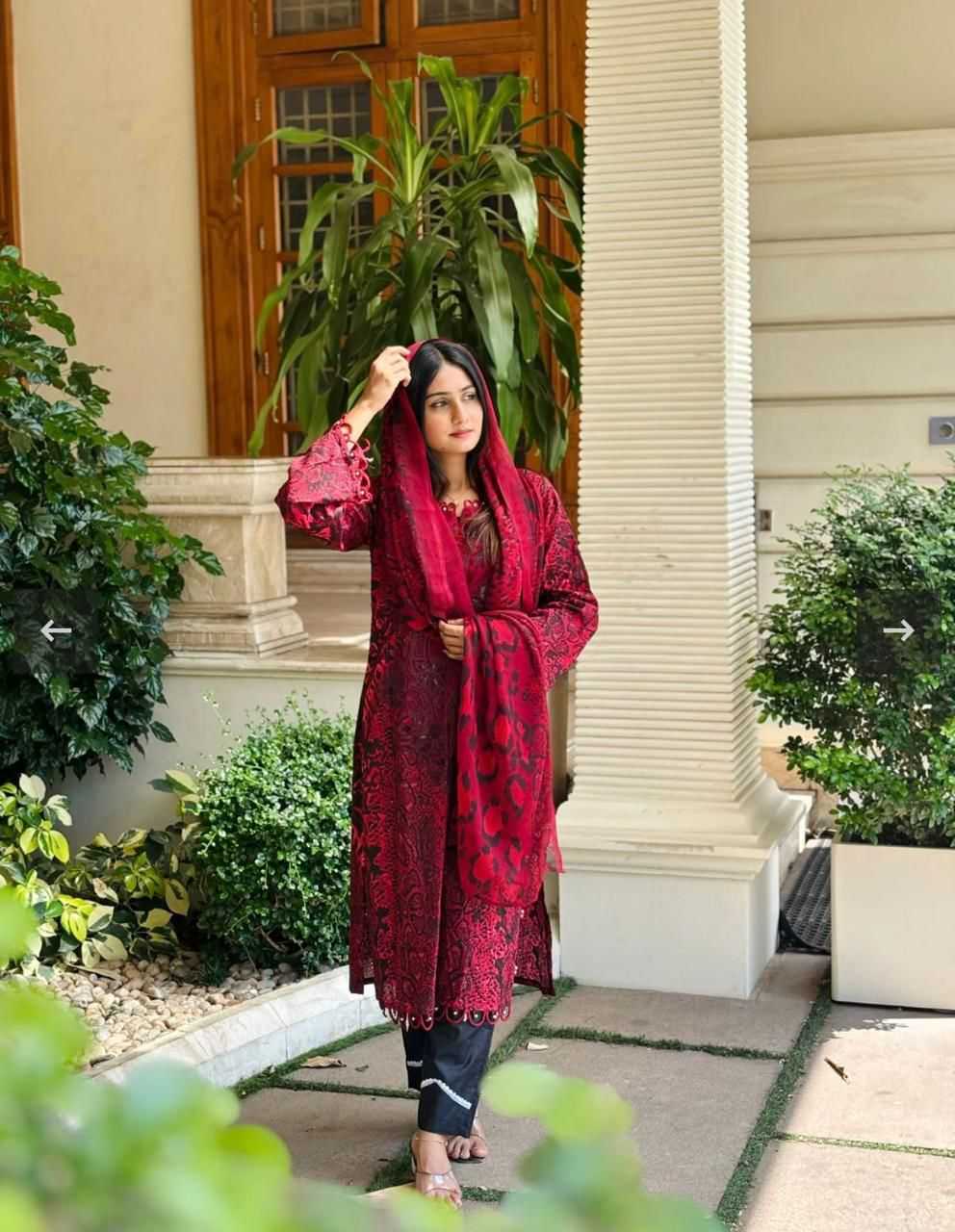 Ynf Cotton KESH677 MARIA B 1401 Suits & Dresses Wholesale Printed Suits Embroidery Suits Cotton Suits Manufacturer- Kapda Export