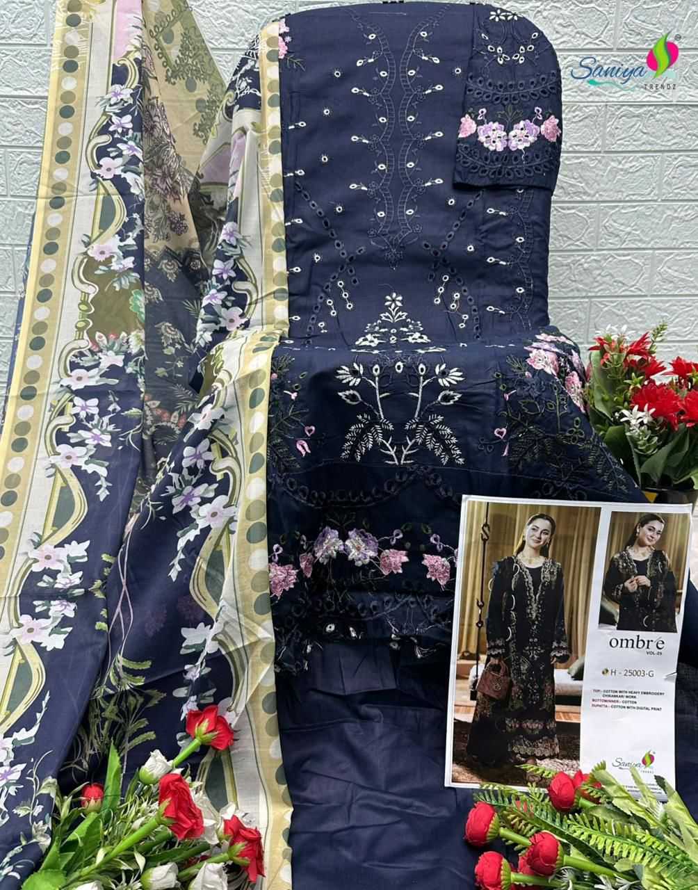 Ynf Cotton KESH677 SANIYA OMBRÉ VOL-25Nx 25003 Suits & Dresses Wholesale Embroidery Suits Cotton Suits Designer Suits Manufacturer- Kapda Export