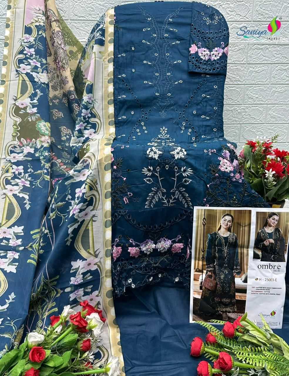 Ynf Cotton KESH677 SANIYA OMBRÉ VOL-25Nx 25003 Suits & Dresses Wholesale Embroidery Suits Cotton Suits Designer Suits Manufacturer- Kapda Export