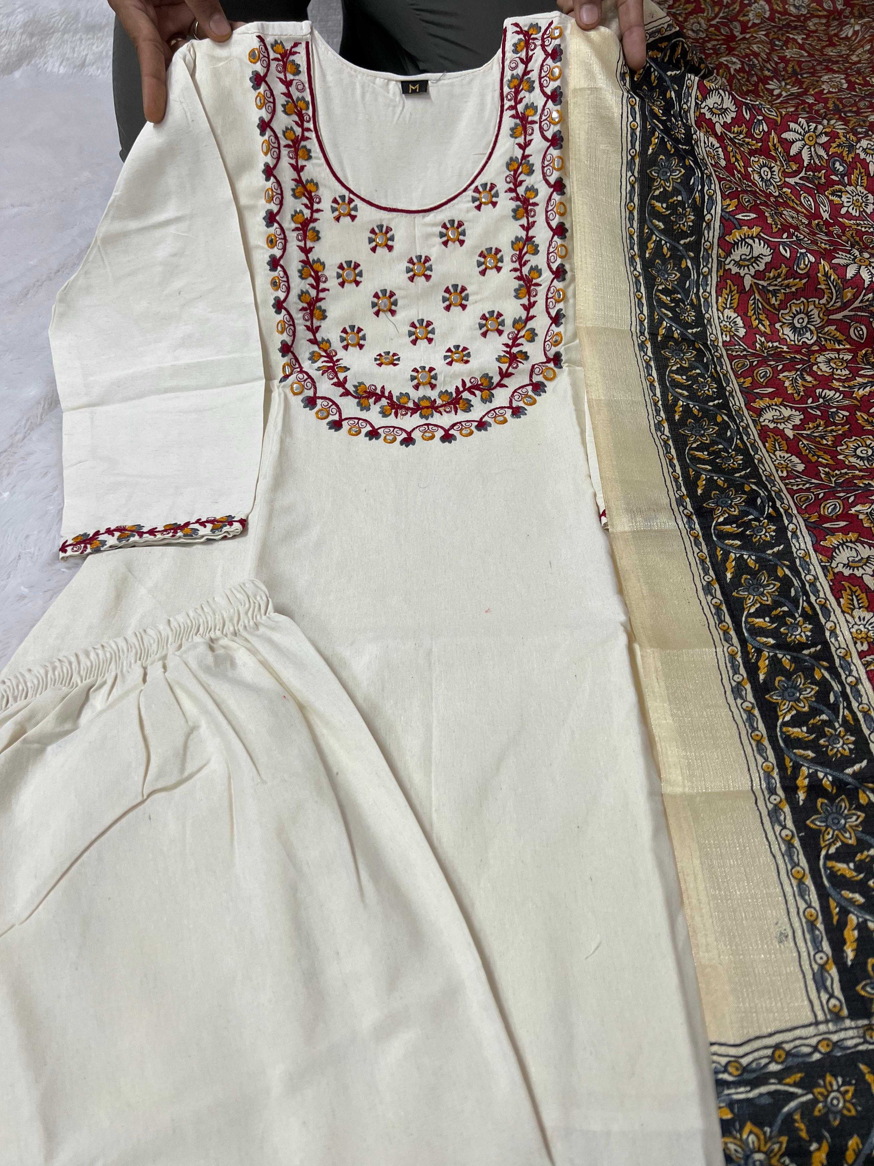 Ynf Cotton KESH720 Adeesaa Kurti Festive Collections Plus Size Collections Wholesale Cotton Kurtis Embroidered Kurtis Onam Collections Manufacturer- Kapda Export