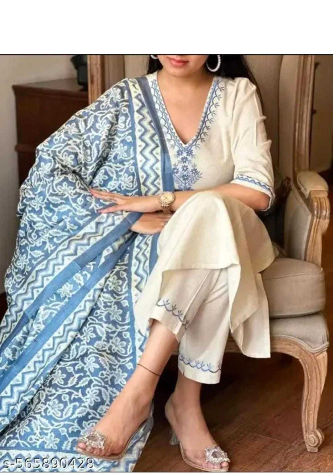 Ynf Cotton KESH738 Khadi Kurti Wholesale Casual Kurtis Festive Kurtis V-Neck Kurtis Manufacturer- Kapda Export