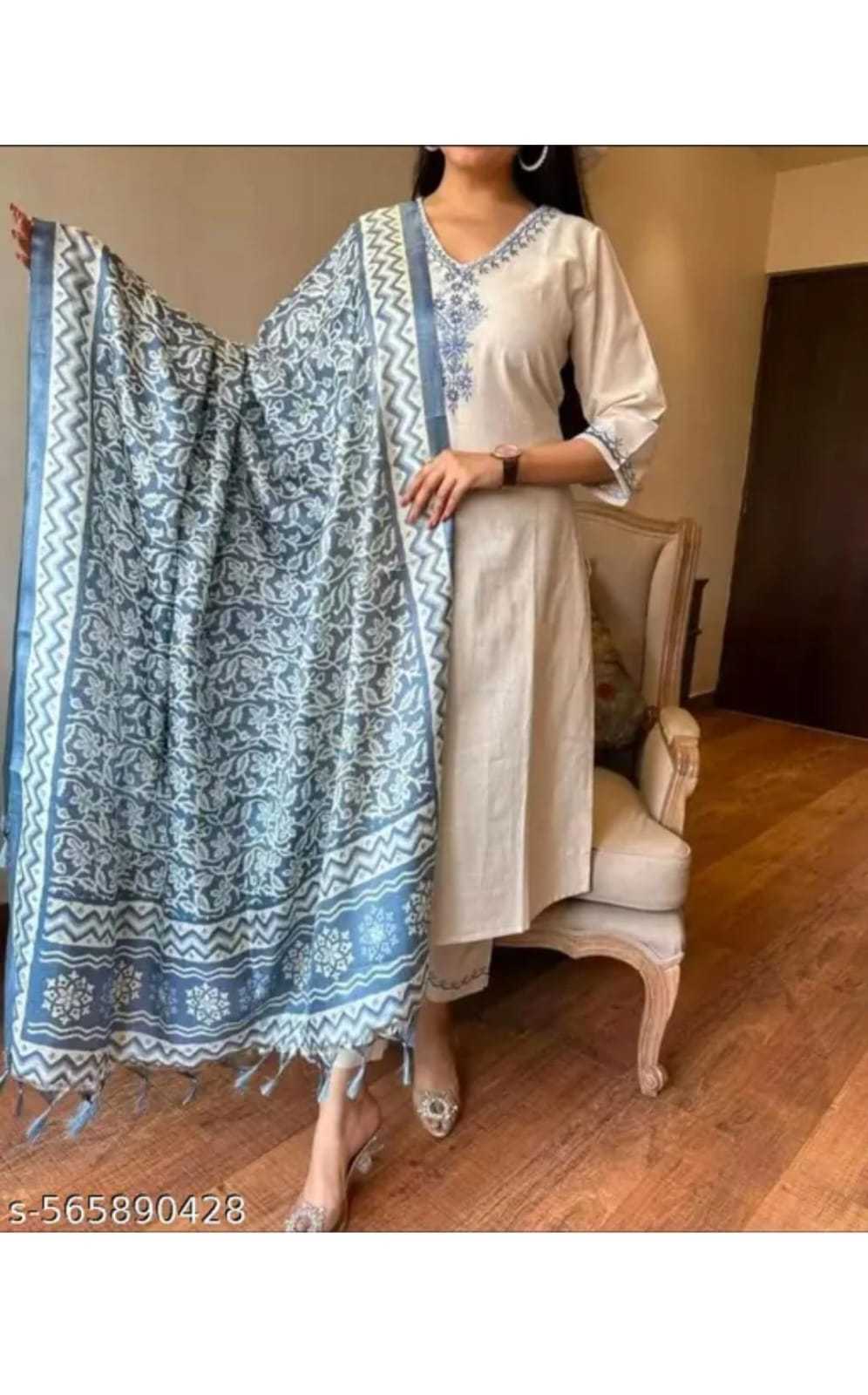 Ynf Cotton KESH738 Khadi Kurti Wholesale Casual Kurtis Festive Kurtis V-Neck Kurtis Manufacturer- Kapda Export