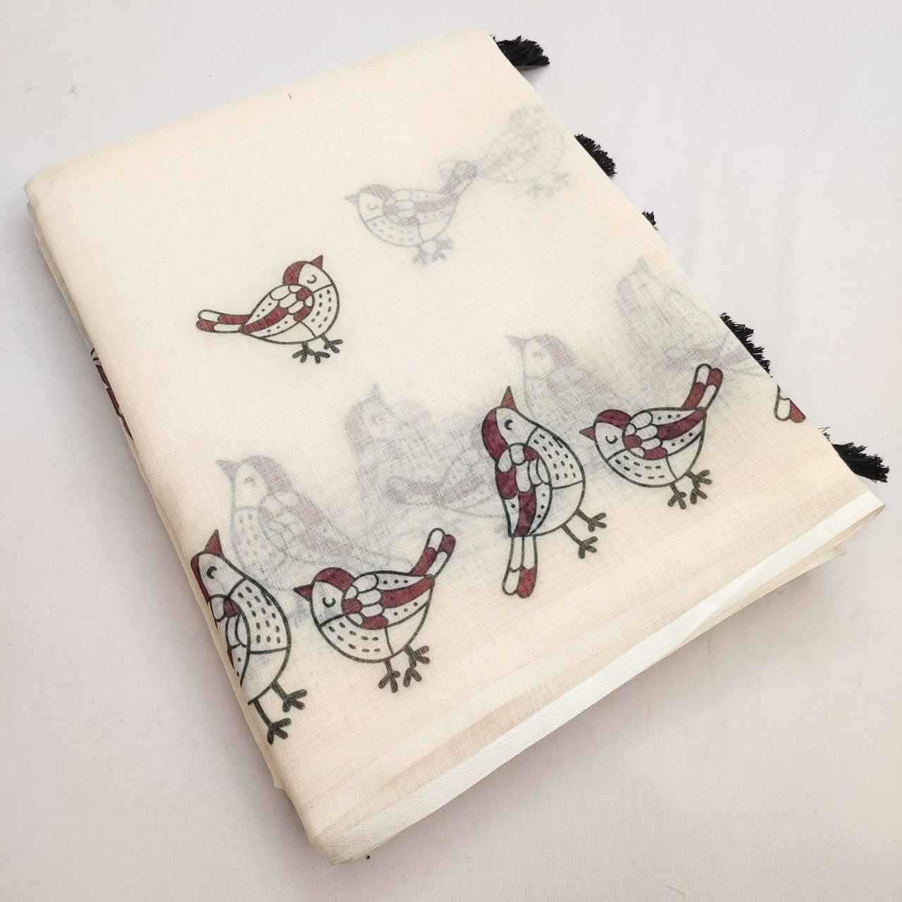 Ynf Cotton RIN231 SPARROW Sarees Wholesale Fancy Sarees Printed Sarees Cotton Linen Sarees Manufacturer- Kapda Export