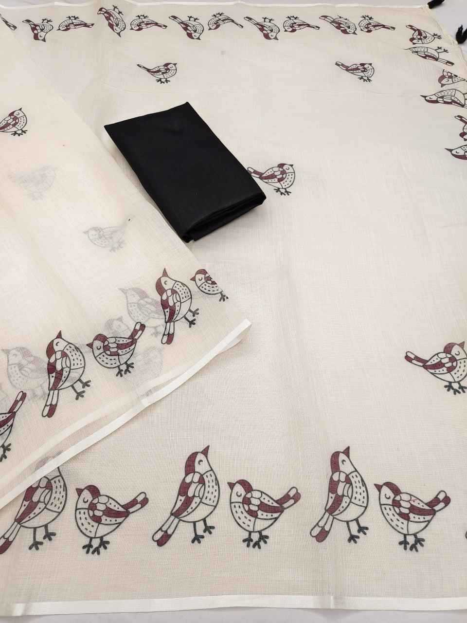 Ynf Cotton RIN231 SPARROW Sarees Wholesale Fancy Sarees Printed Sarees Cotton Linen Sarees Manufacturer- Kapda Export