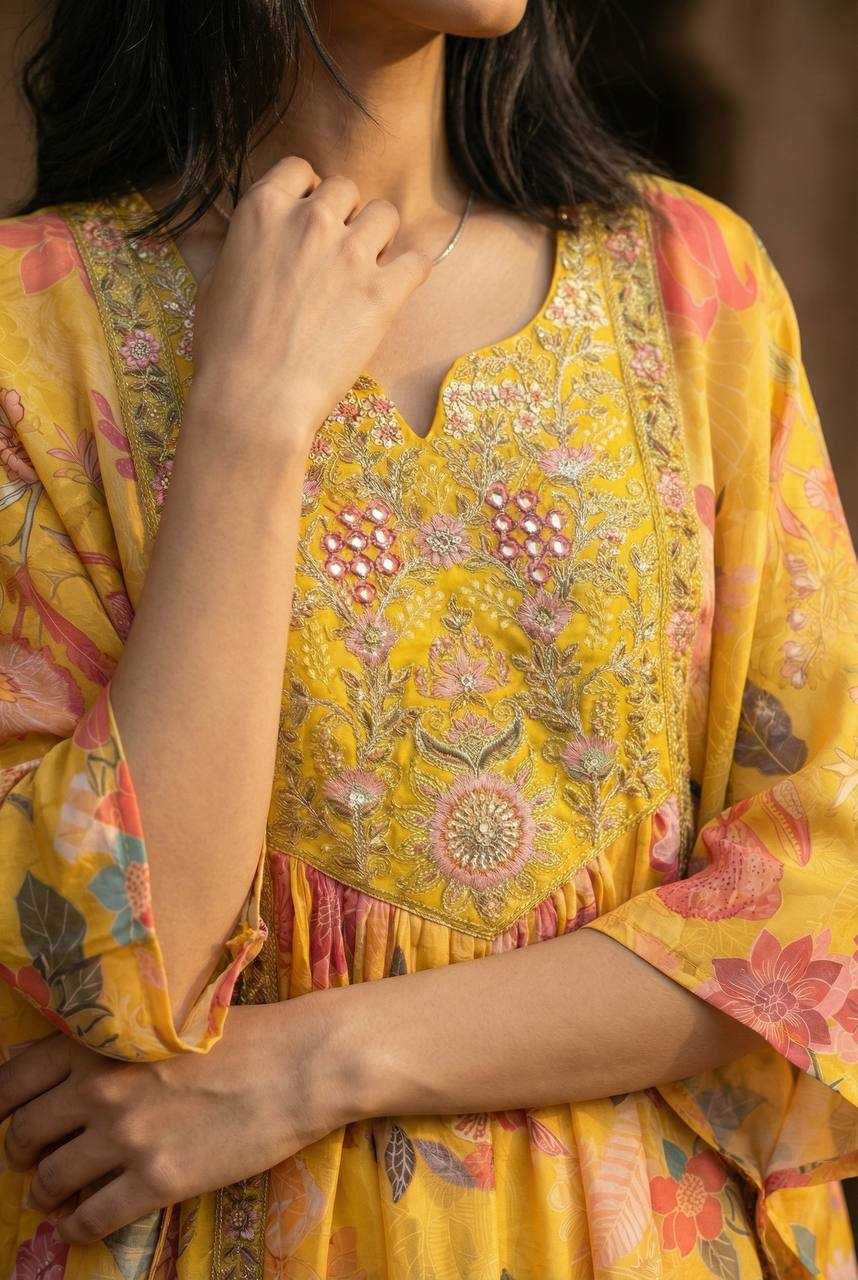 Ynf Crepe KESH501 Crepe Suits & Dresses Wholesale Printed Suits Palazzo Suit Kaftan Dresses Manufacturer- Kapda Export