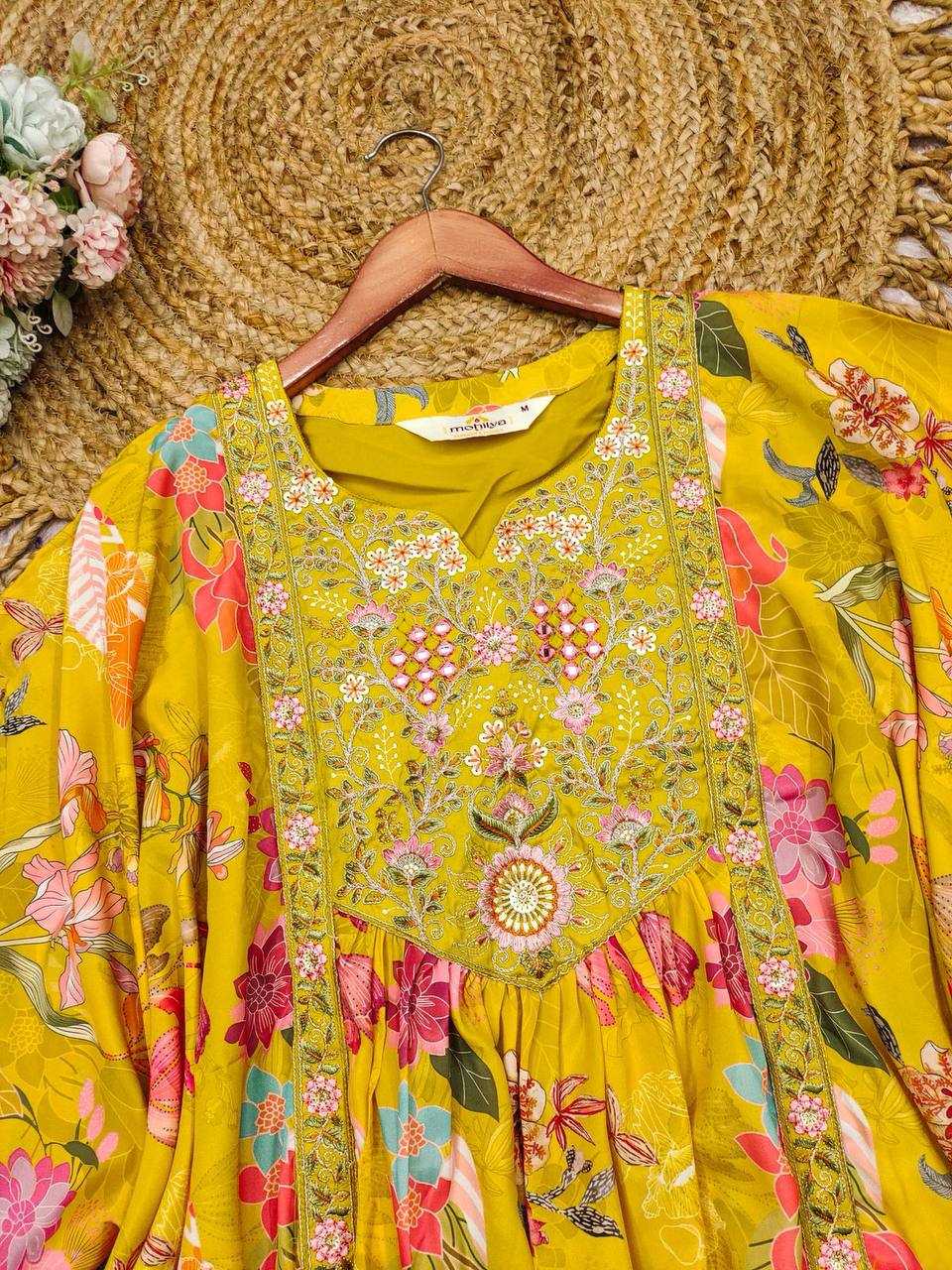 Ynf Crepe KESH501 Crepe Suits & Dresses Wholesale Printed Suits Palazzo Suit Kaftan Dresses Manufacturer- Kapda Export