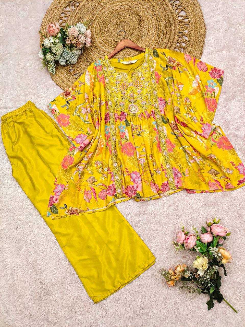 Ynf Crepe KESH501 Crepe Suits & Dresses Wholesale Printed Suits Palazzo Suit Kaftan Dresses Manufacturer- Kapda Export