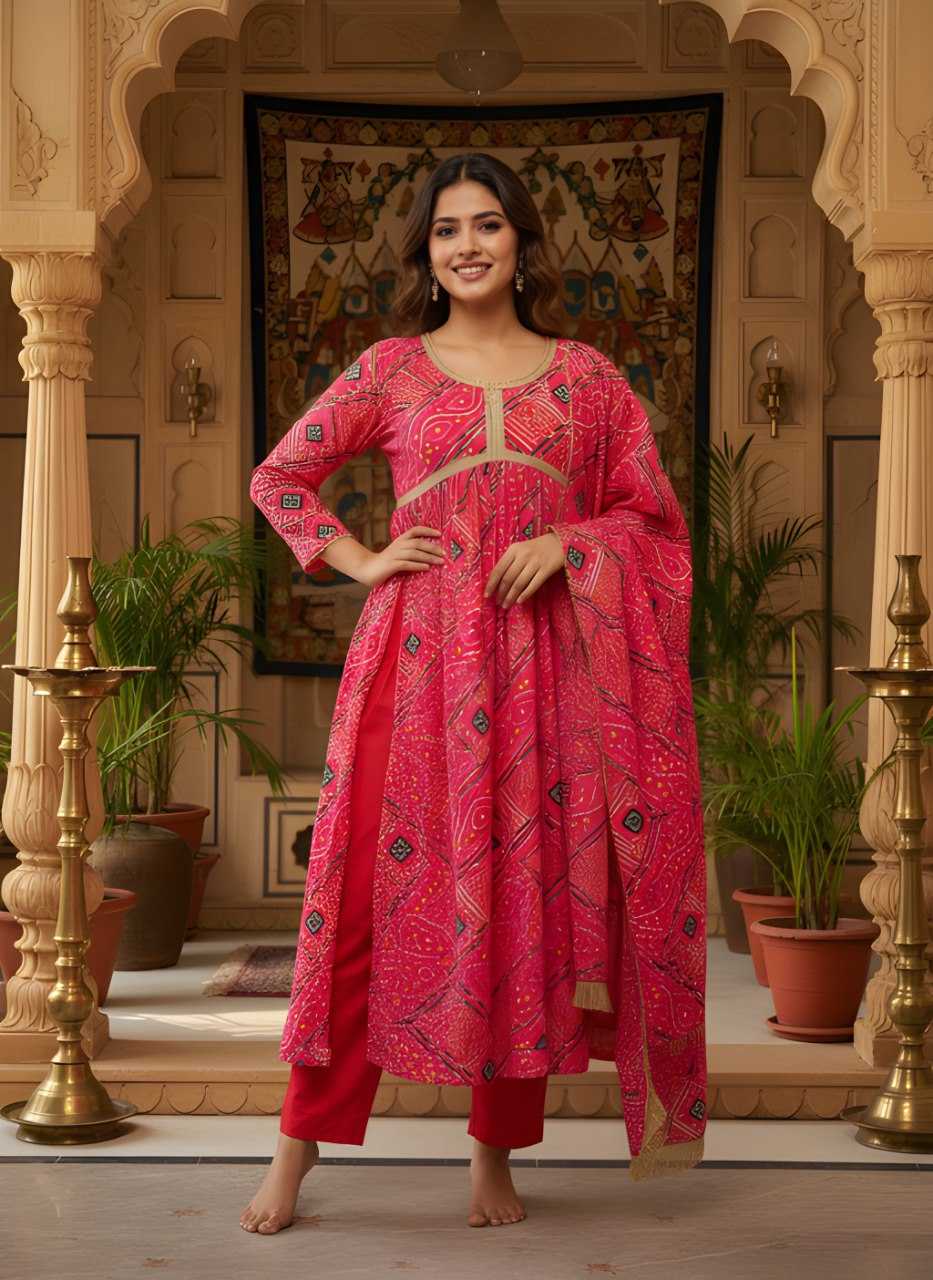 Ynf Crepe KESH559 372 Kurti Wholesale Designer Kurtis Printed Kurtis Bandhani Kurtis Manufacturer- Kapda Export