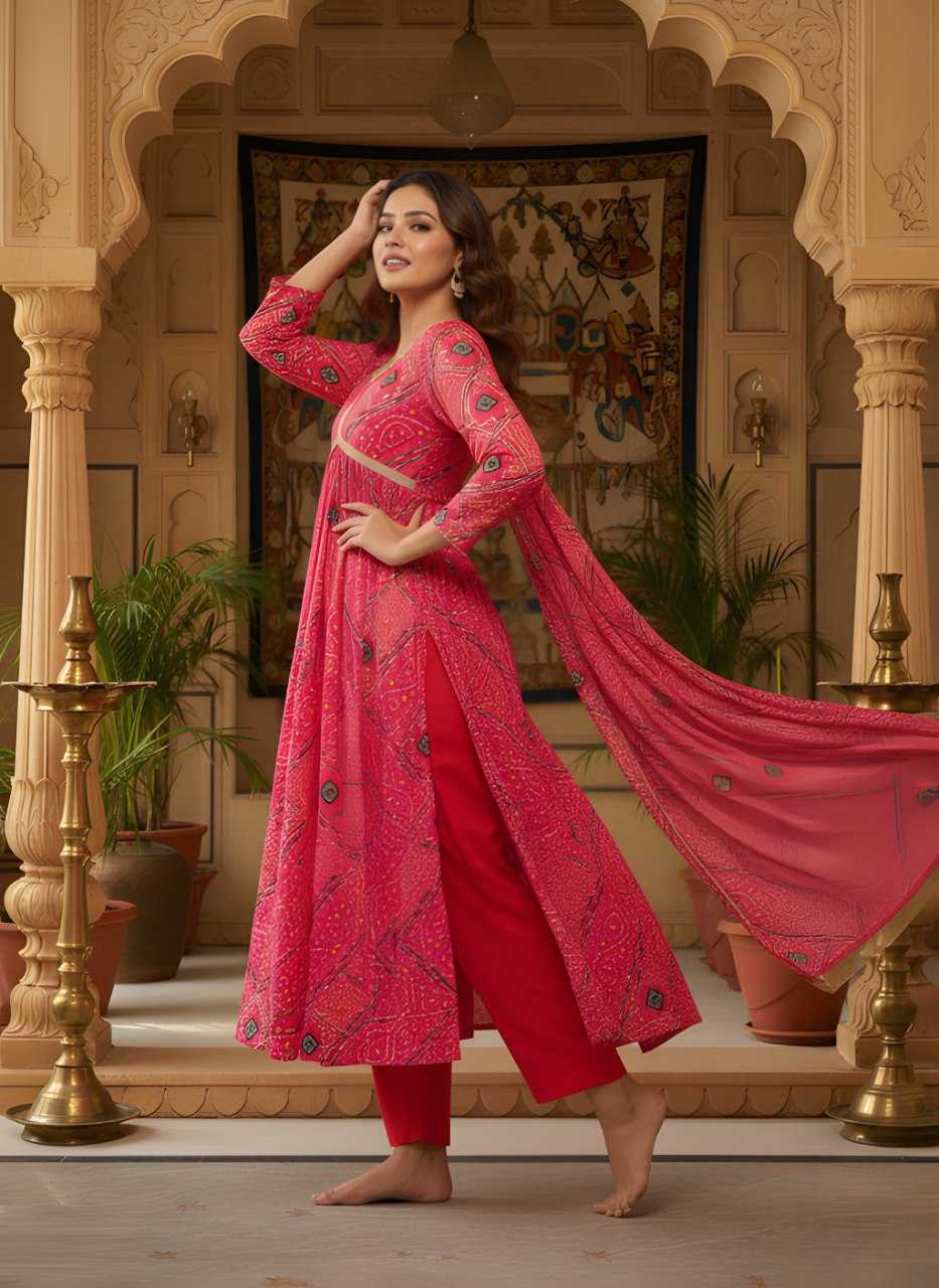 Ynf Crepe KESH559 372 Kurti Wholesale Designer Kurtis Printed Kurtis Bandhani Kurtis Manufacturer- Kapda Export