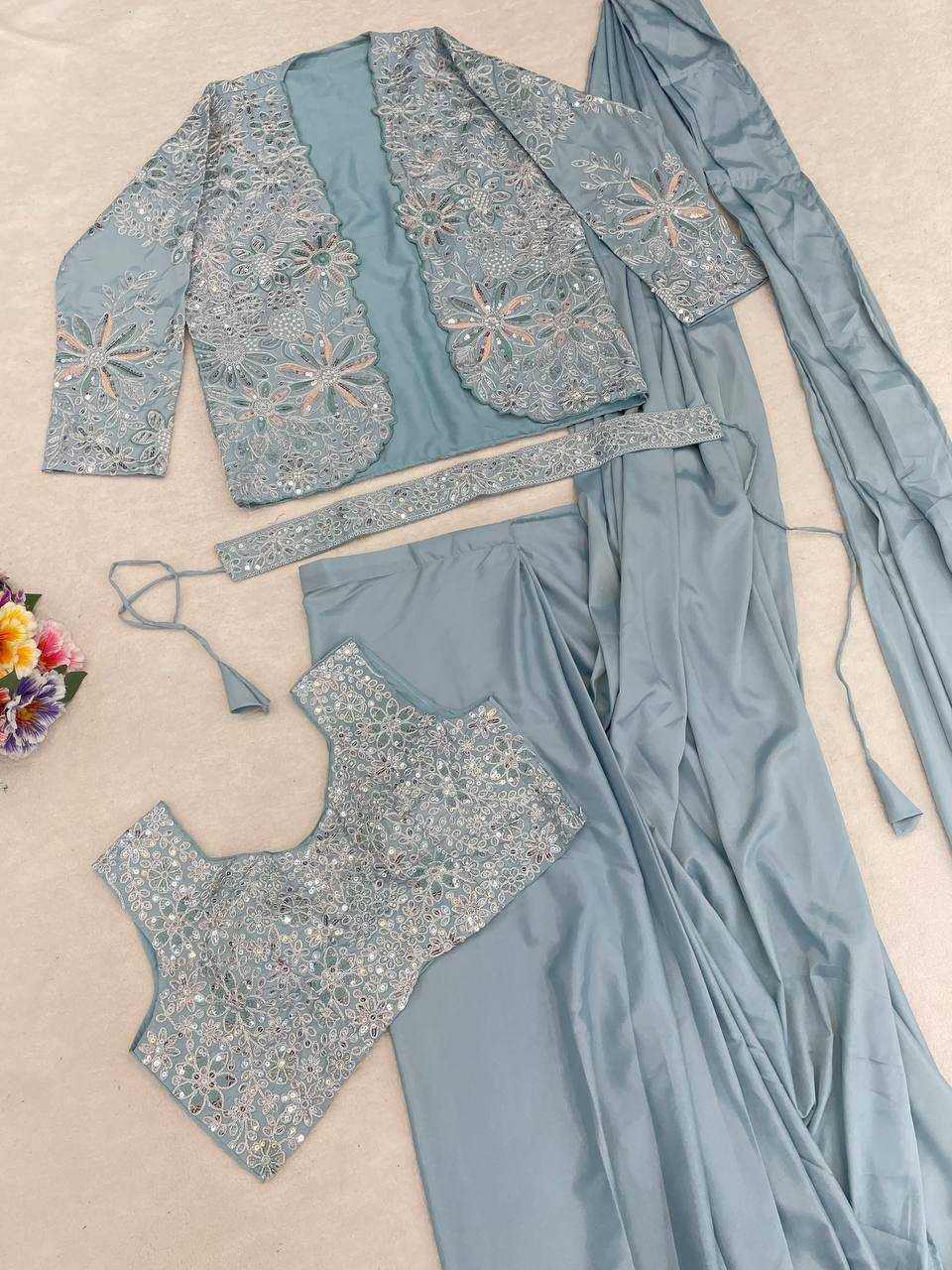 Ynf Crepe Silk KESH558 62 Sarees Wholesale Ready To Wear Sarees Sequence Sarees Embroidered Sarees Manufacturer- Kapda Export