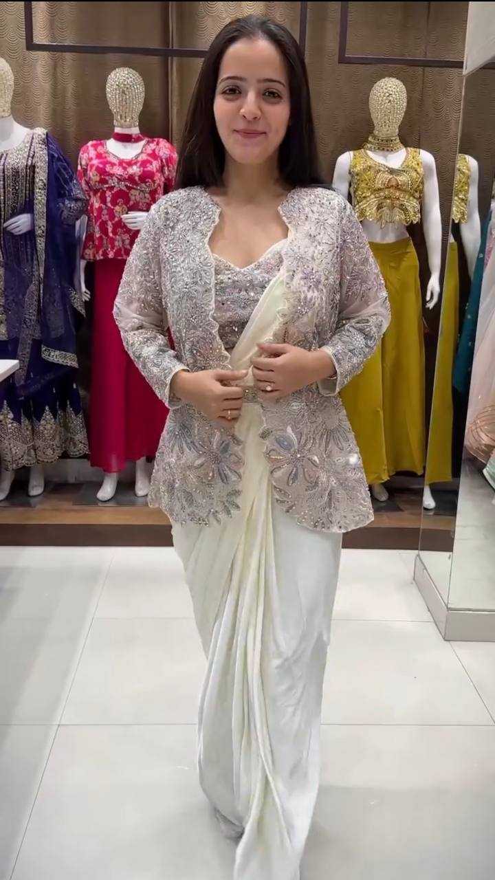 Ynf Crepe Silk KESH558 62 Sarees Wholesale Ready To Wear Sarees Sequence Sarees Embroidered Sarees Manufacturer- Kapda Export