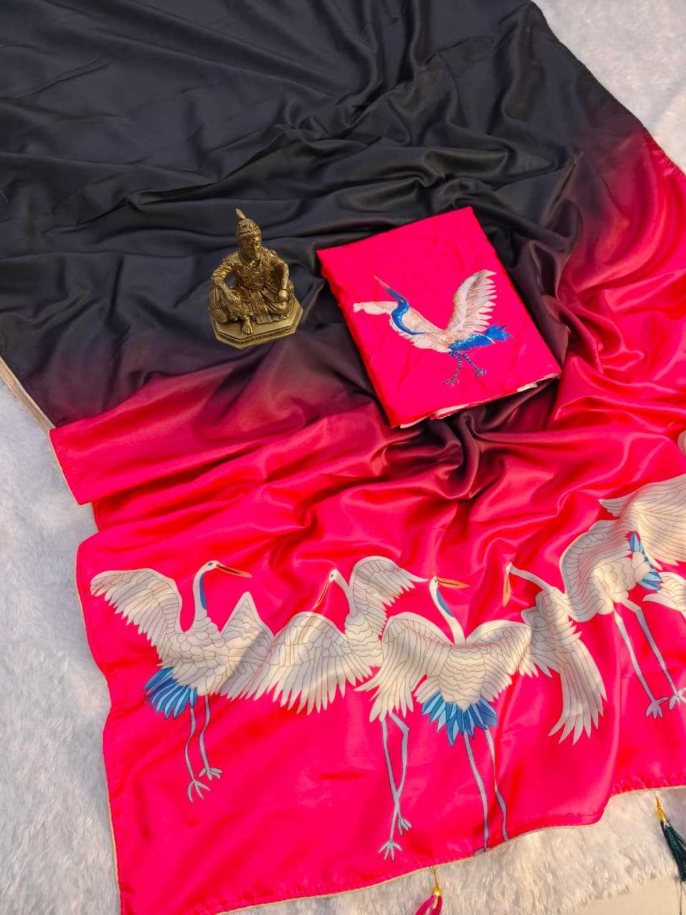 Ynf Crepe Silk KESH673 FLYING SWAN Silk Sarees Wholesale Printed Silk Saree Party Wear Silk Sarees Designer Silk Sarees Manufacturer- Kapda Export