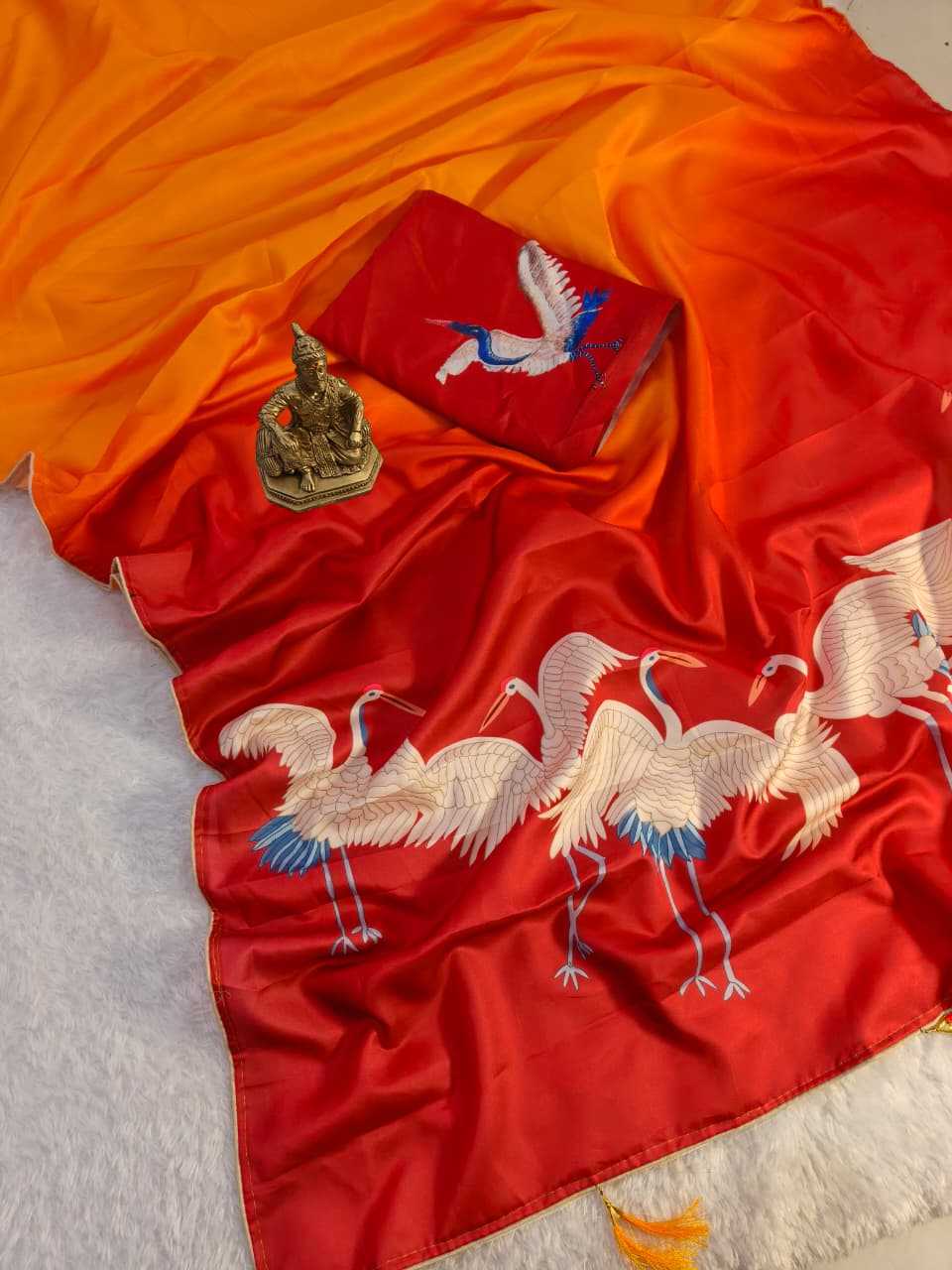 Ynf Crepe Silk KESH673 FLYING SWAN Silk Sarees Wholesale Printed Silk Saree Party Wear Silk Sarees Designer Silk Sarees Manufacturer- Kapda Export