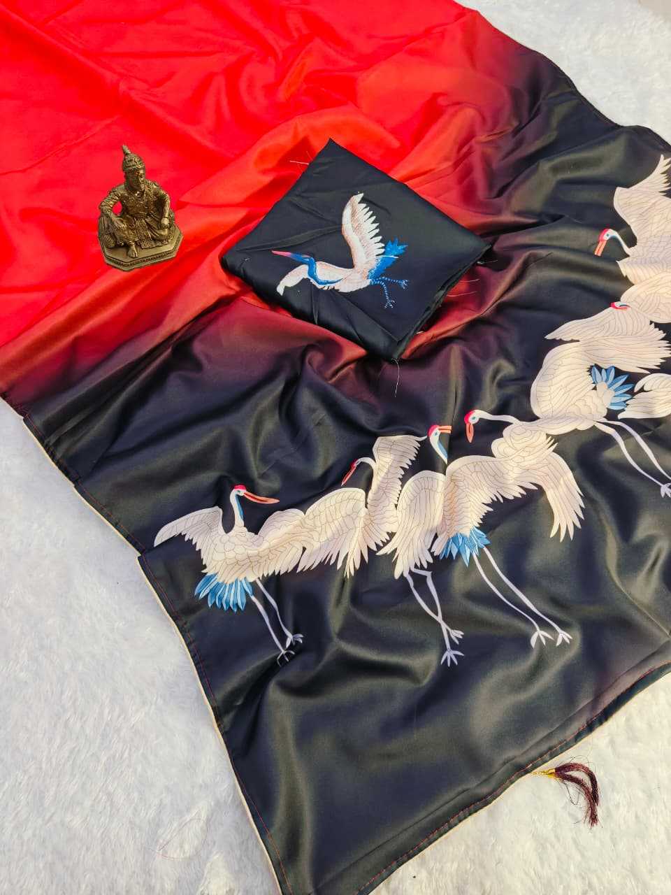 Ynf Crepe Silk KESH673 FLYING SWAN Silk Sarees Wholesale Printed Silk Saree Party Wear Silk Sarees Designer Silk Sarees Manufacturer- Kapda Export