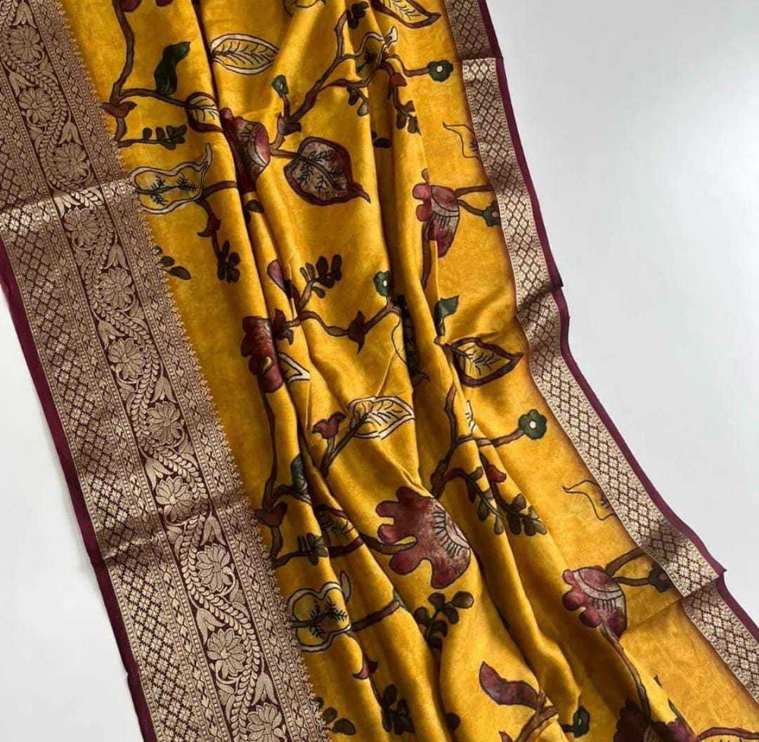 Ynf Dola Silk KESH575 Eshwari Silk Sarees Wholesale Dola Silk Sarees Printed Silk Saree Kalamkari Silk Sarees Manufacturer- Kapda Export