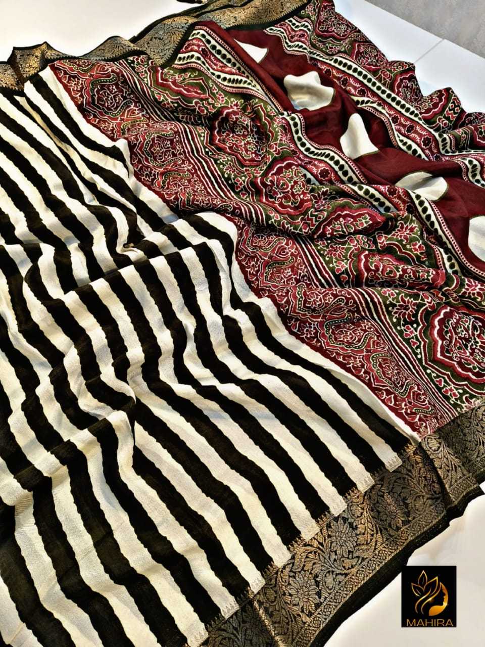 Ynf Dola Silk KESH575 Ibtisam Sarees Silk Sarees Wholesale Dola Silk Sarees Ajrakh Sarees Designer Silk Sarees Manufacturer- Kapda Export