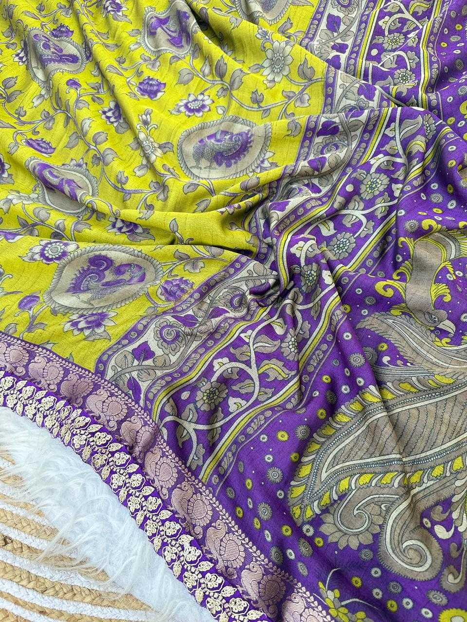 Ynf Dola Silk KESH737 Hameeda Silk Sarees Wholesale Soft Silk Sarees Printed Silk Saree Kalamkari Silk Sarees Manufacturer- Kapda Export