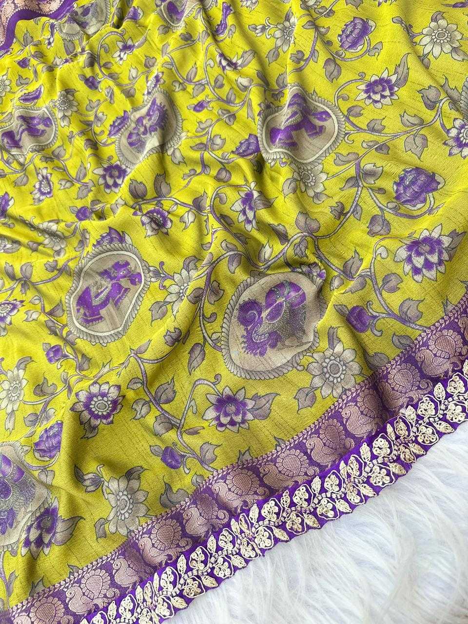 Ynf Dola Silk KESH737 Hameeda Silk Sarees Wholesale Soft Silk Sarees Printed Silk Saree Kalamkari Silk Sarees Manufacturer- Kapda Export