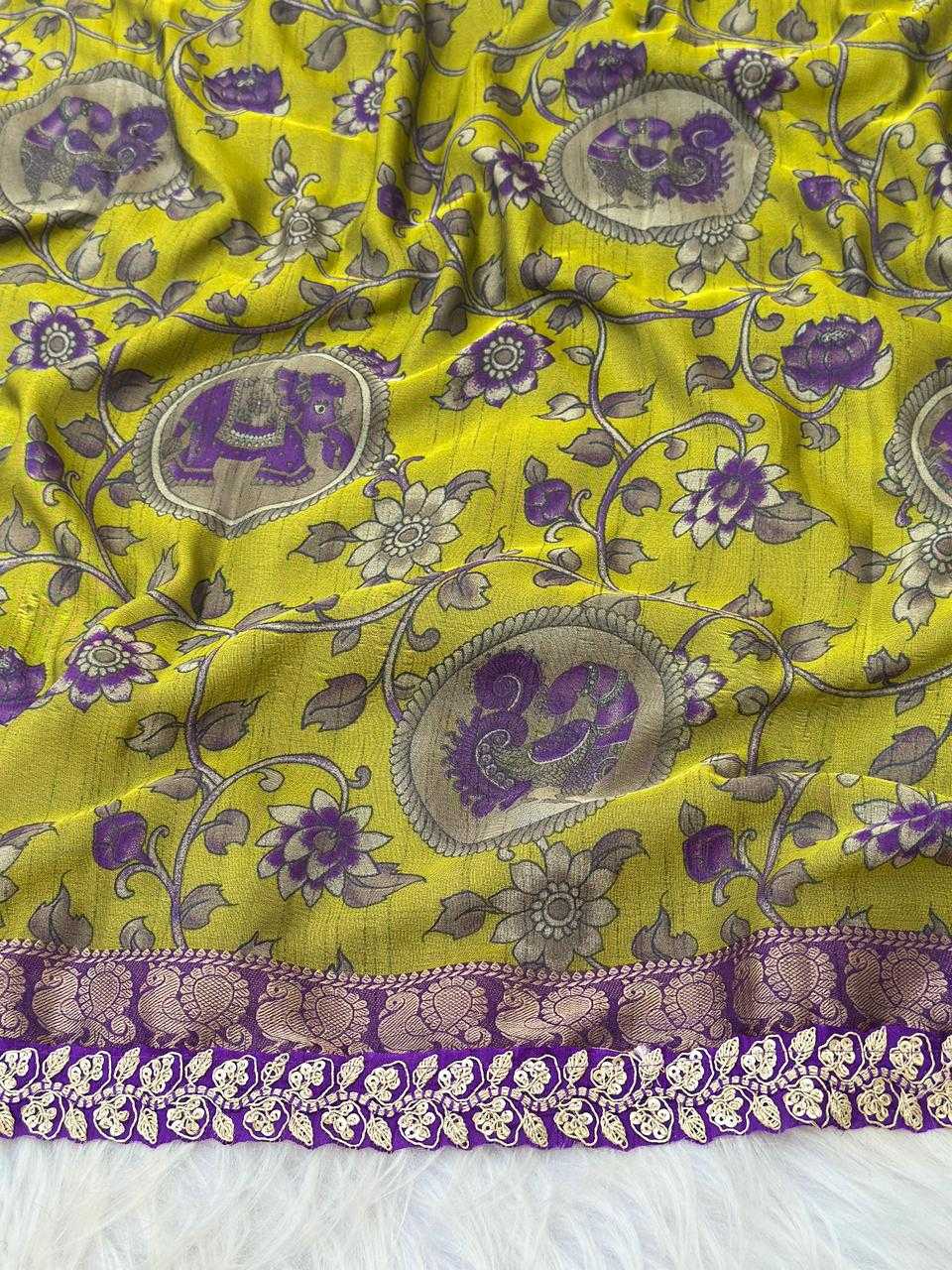 Ynf Dola Silk KESH737 Hameeda Silk Sarees Wholesale Soft Silk Sarees Printed Silk Saree Kalamkari Silk Sarees Manufacturer- Kapda Export