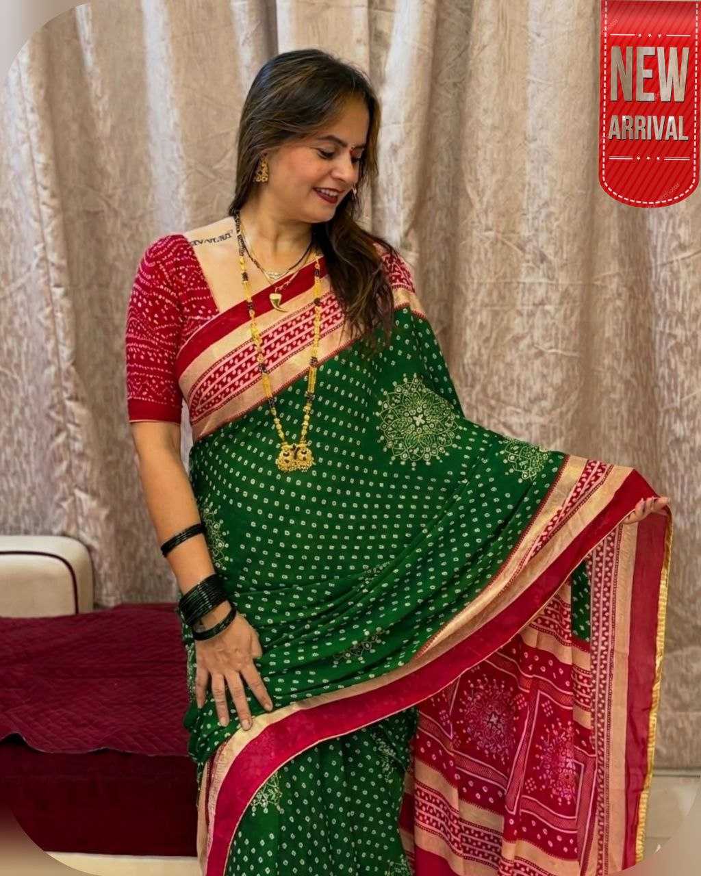 Ynf Dull Moss KESH554 RAMBHA Sarees Wholesale Designer Sarees Traditional Sarees Bandhani Sarees Manufacturer- Kapda Export