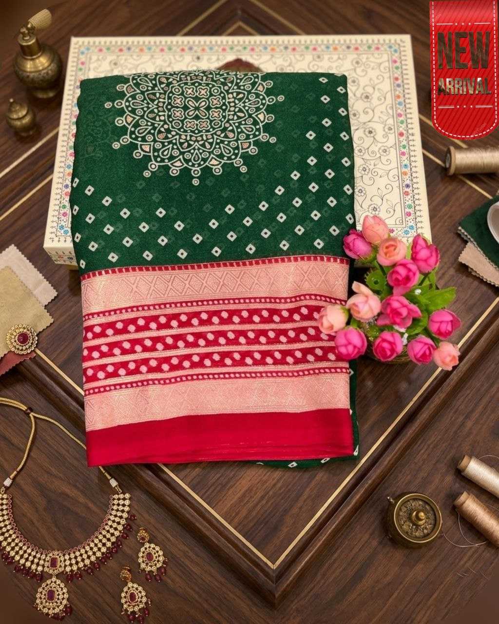 Ynf Dull Moss KESH554 RAMBHA Sarees Wholesale Designer Sarees Traditional Sarees Bandhani Sarees Manufacturer- Kapda Export