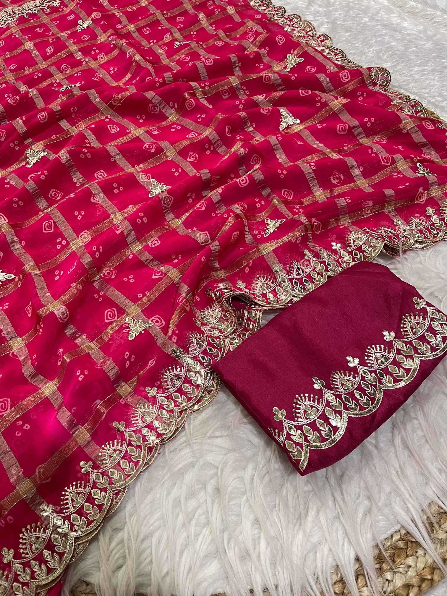 Ynf Fancy KESH725 Aamiraana Sarees Wholesale Designer Sarees Gota Patti Sarees Bandhani Sarees Manufacturer- Kapda Export