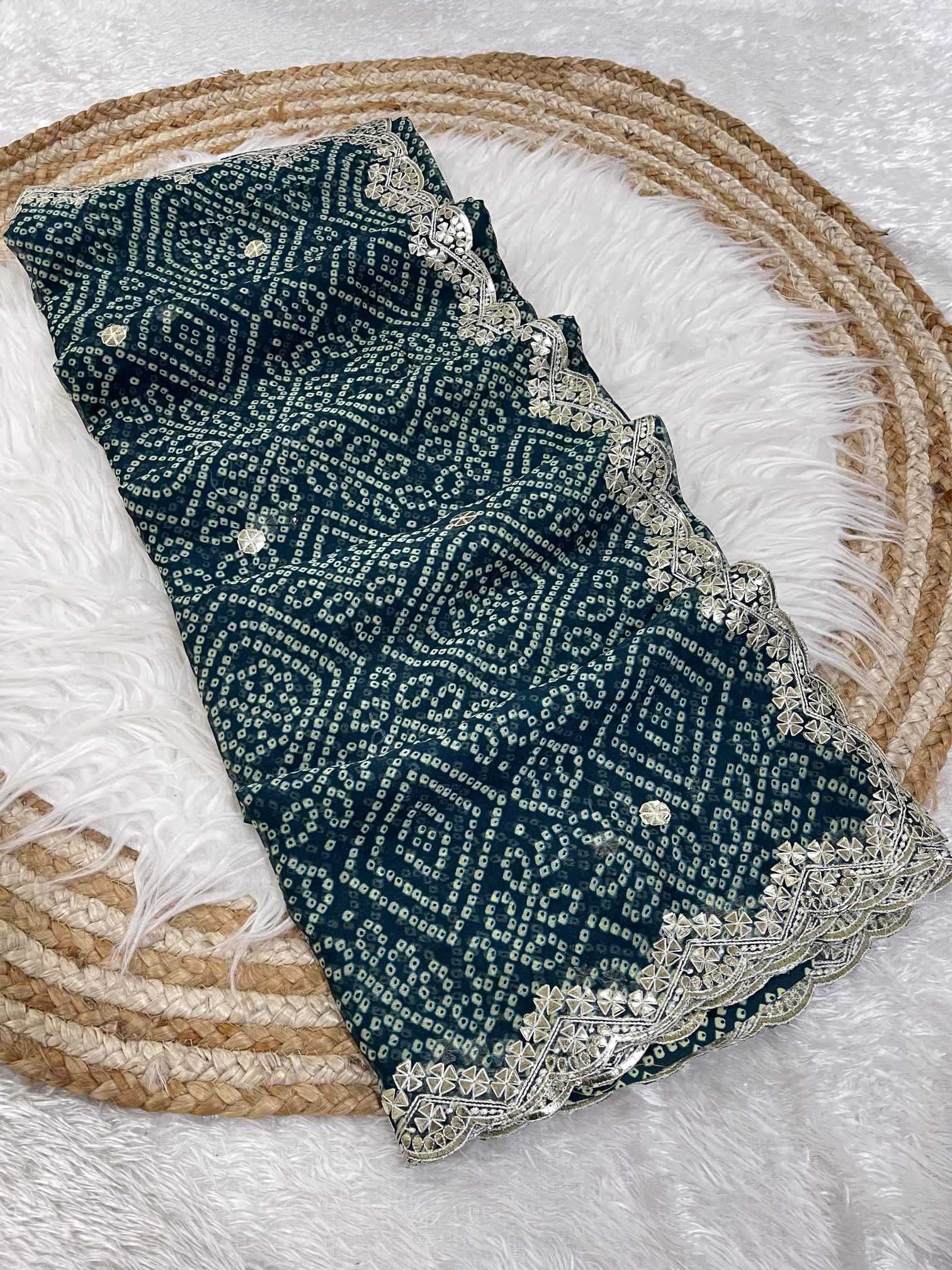 Ynf Fancy KESH725 Ahlina Sarees Wholesale Designer Sarees Gota Patti Sarees Bandhani Sarees Manufacturer- Kapda Export