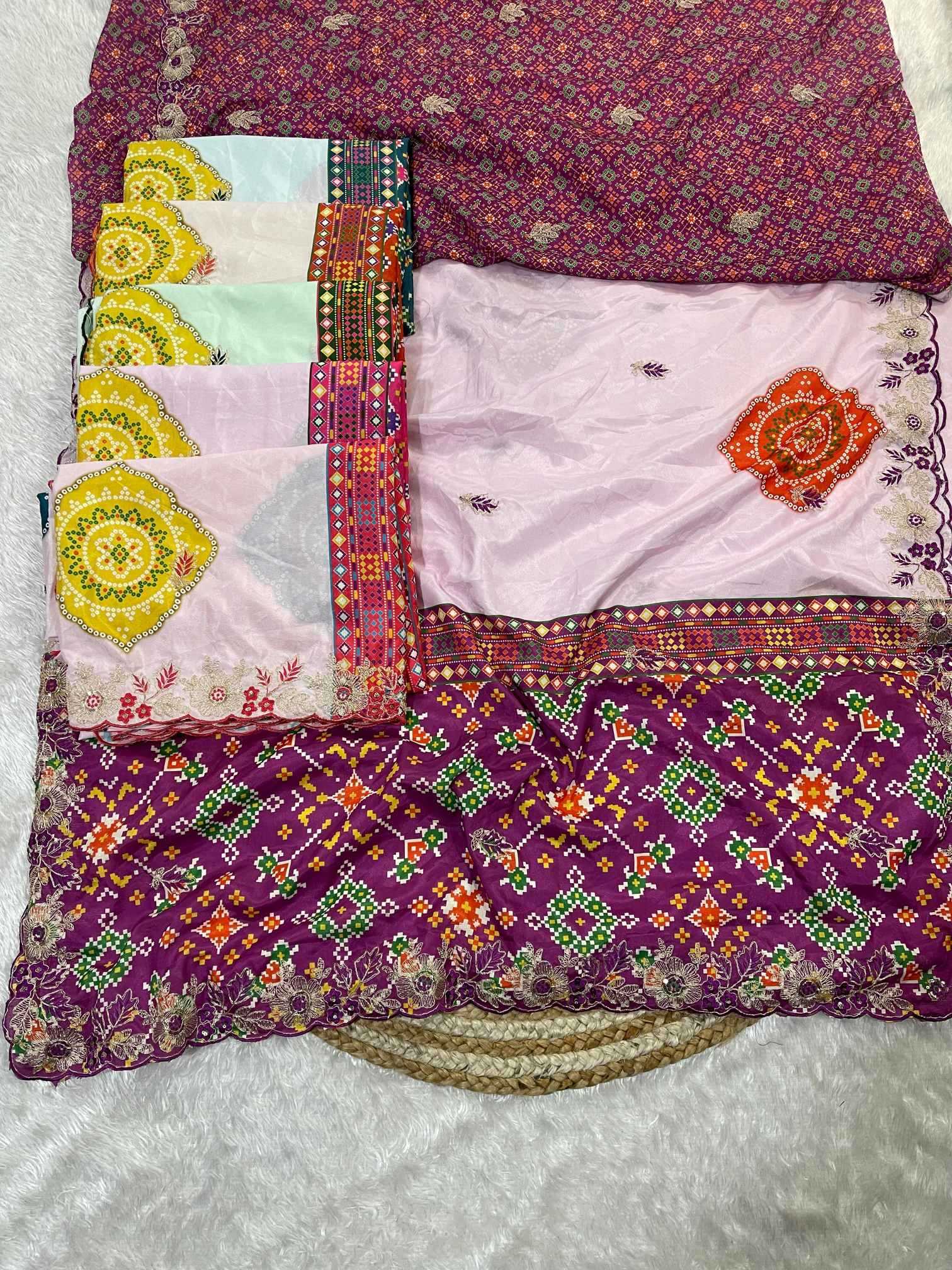 Ynf Fancy KESH725 Amba Sarees Wholesale Printed Sarees Embroidered Sarees Bandhani Sarees Manufacturer- Kapda Export