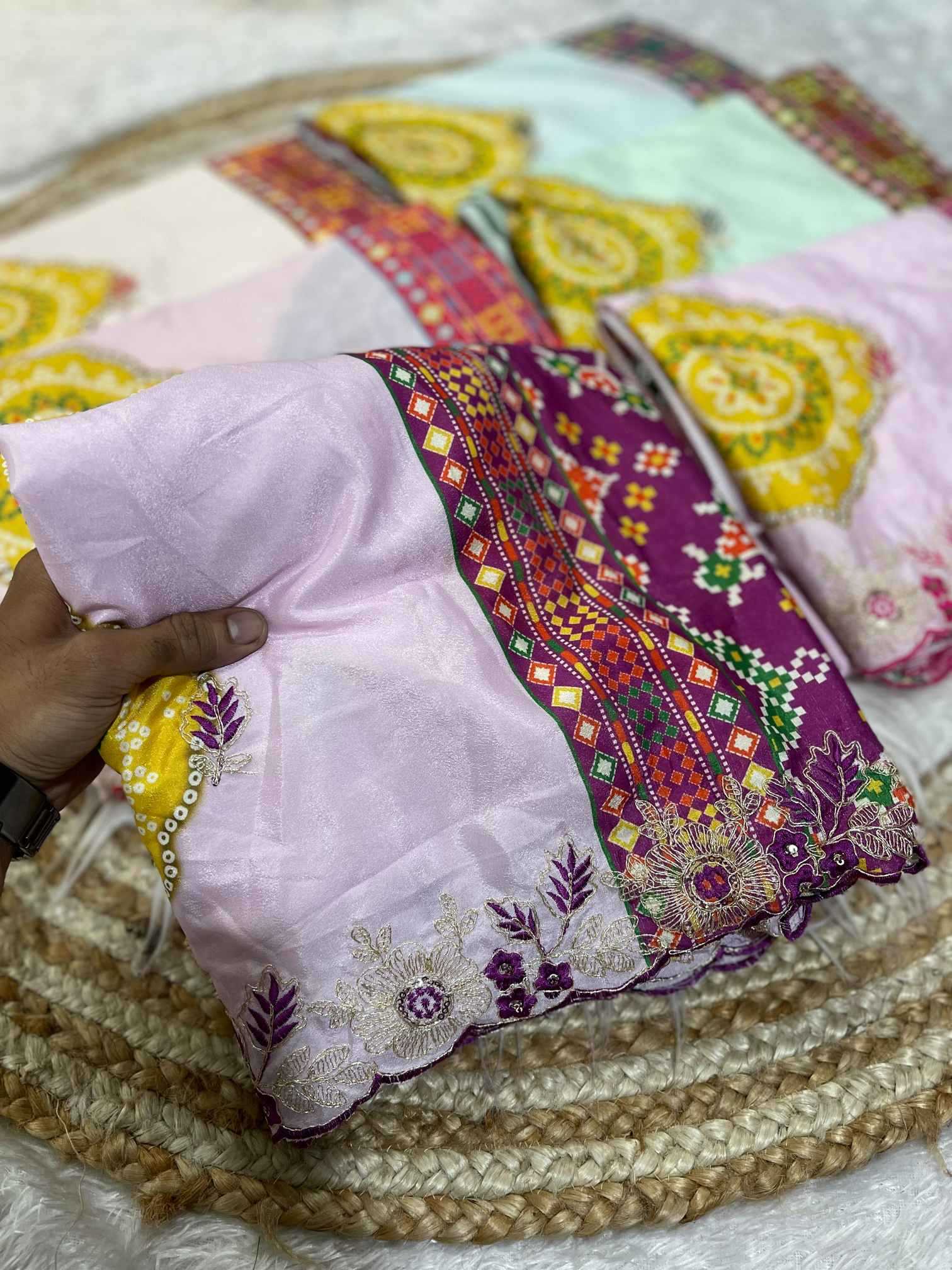 Ynf Fancy KESH725 Amba Sarees Wholesale Printed Sarees Embroidered Sarees Bandhani Sarees Manufacturer- Kapda Export