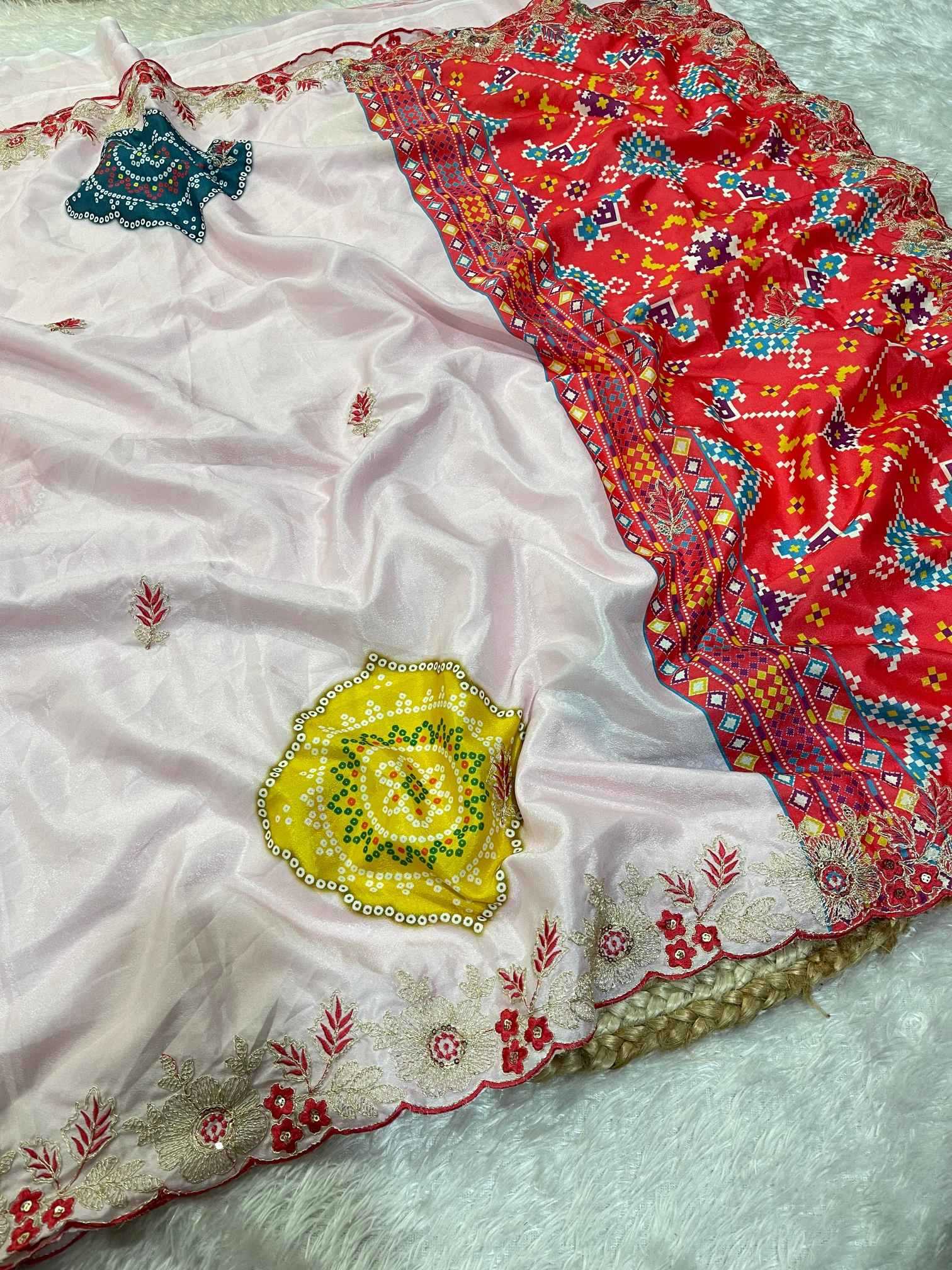 Ynf Fancy KESH725 Amba Sarees Wholesale Printed Sarees Embroidered Sarees Bandhani Sarees Manufacturer- Kapda Export