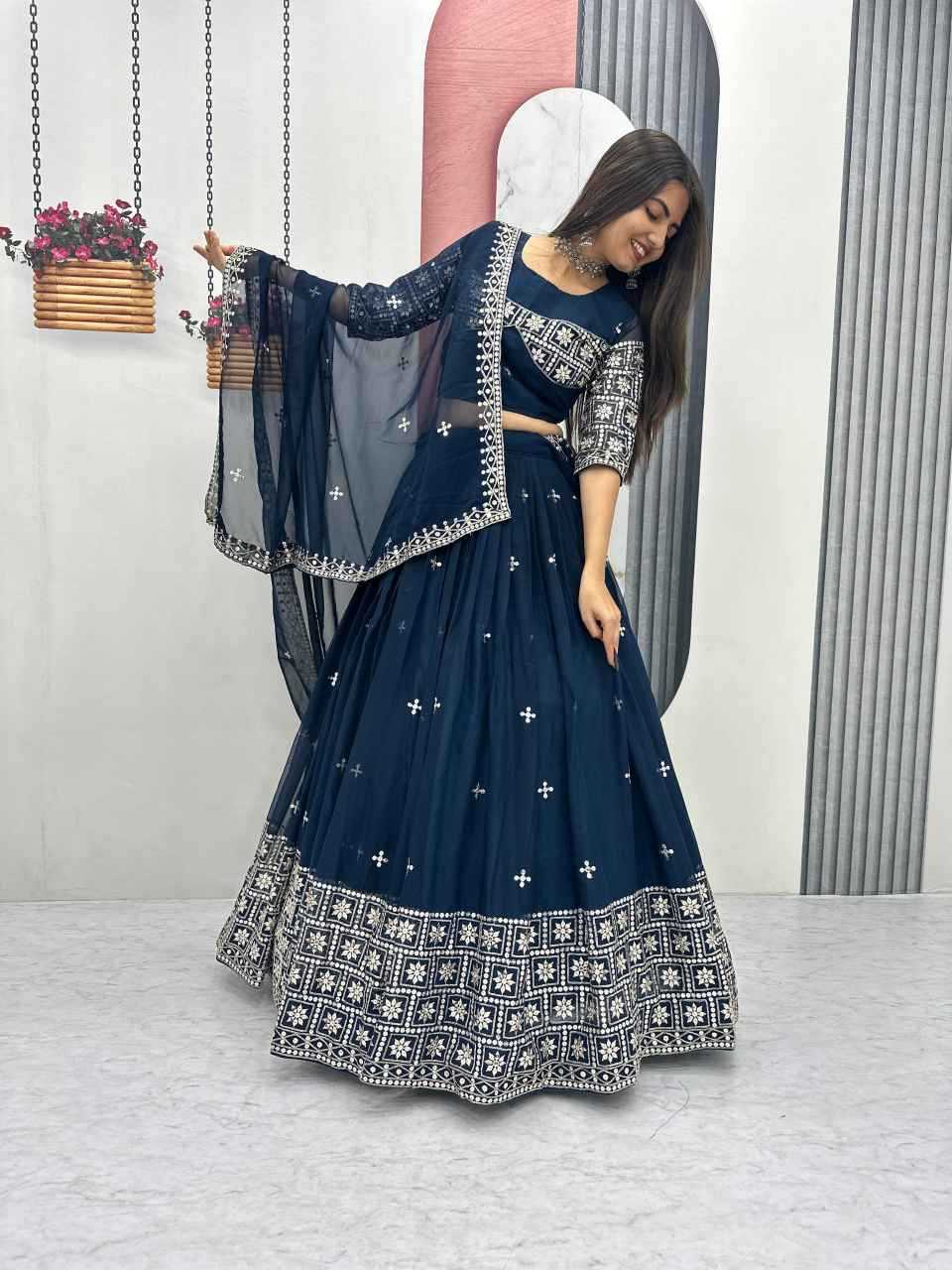 Ynf Faux Georgette KESH497 314 Lehengas Wholesale Wedding Lehenga Georgette Lehenga Sequins Lehenga Manufacturer- Kapda Export
