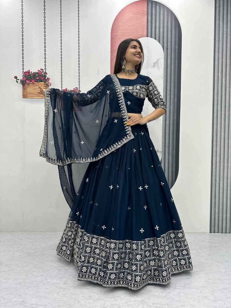 Ynf Faux Georgette KESH497 314 Lehengas Wholesale Wedding Lehenga Georgette Lehenga Sequins Lehenga Manufacturer- Kapda Export