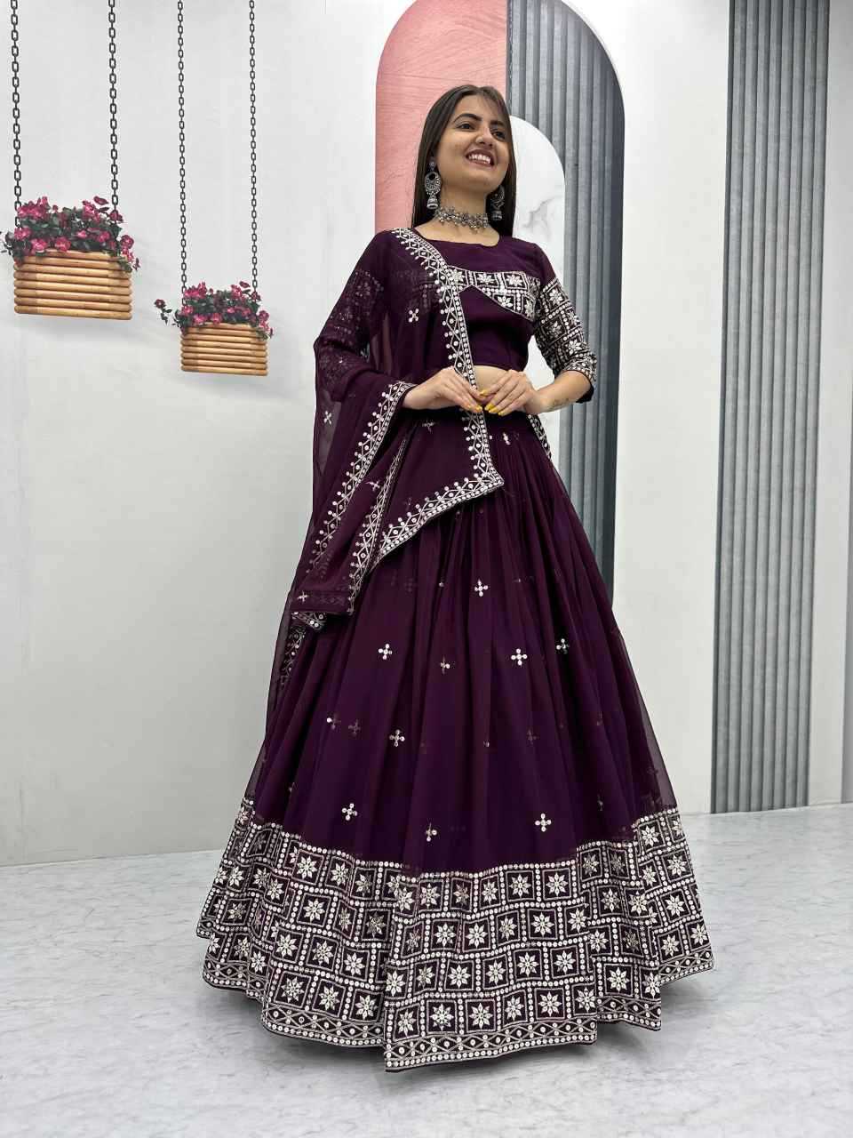 Ynf Faux Georgette KESH497 314 Lehengas Wholesale Wedding Lehenga Georgette Lehenga Sequins Lehenga Manufacturer- Kapda Export