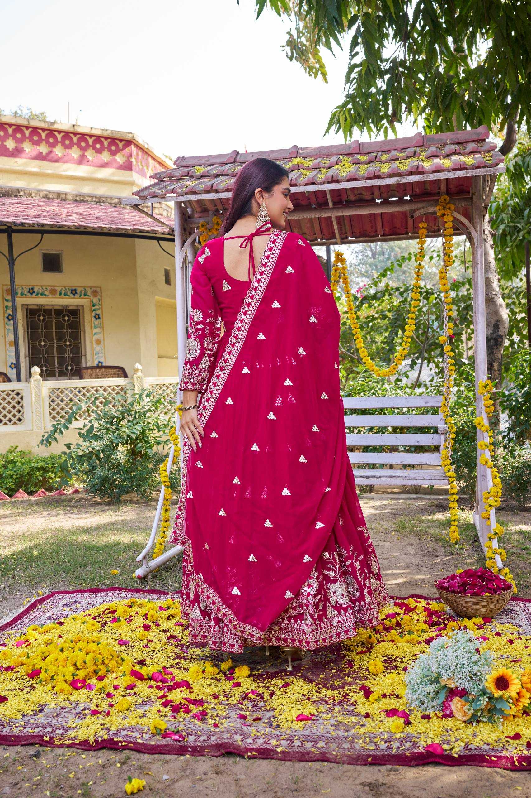 Ynf Faux Georgette KESH498 168 Gowns Wholesale Embroidery Gowns Wedding Gown Sequin Gowns Manufacturer- Kapda Export