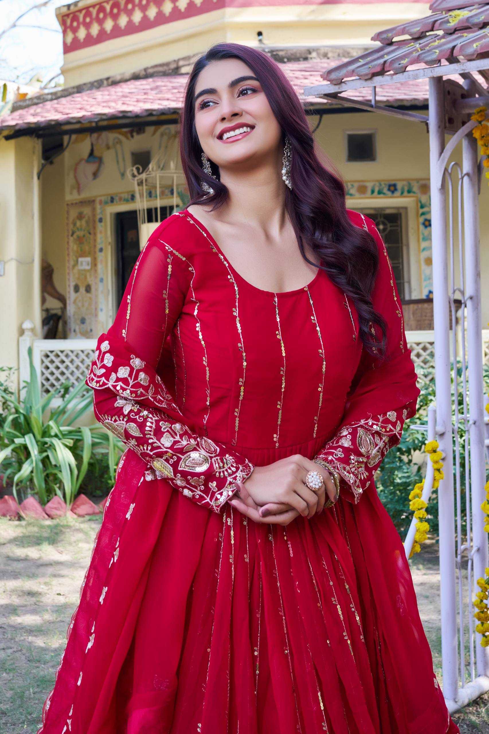 Ynf Faux Georgette KESH498 170 Gowns Wholesale Embroidery Gowns Designer Gowns Sequin Gowns Manufacturer- Kapda Export