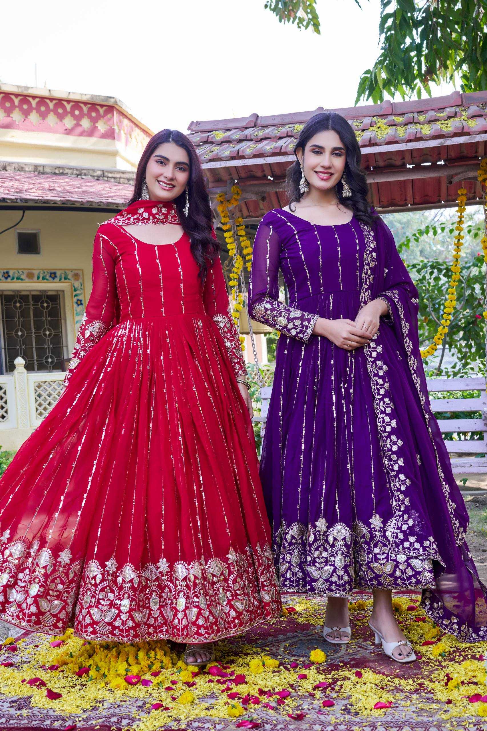 Ynf Faux Georgette KESH498 170 Gowns Wholesale Embroidery Gowns Designer Gowns Sequin Gowns Manufacturer- Kapda Export