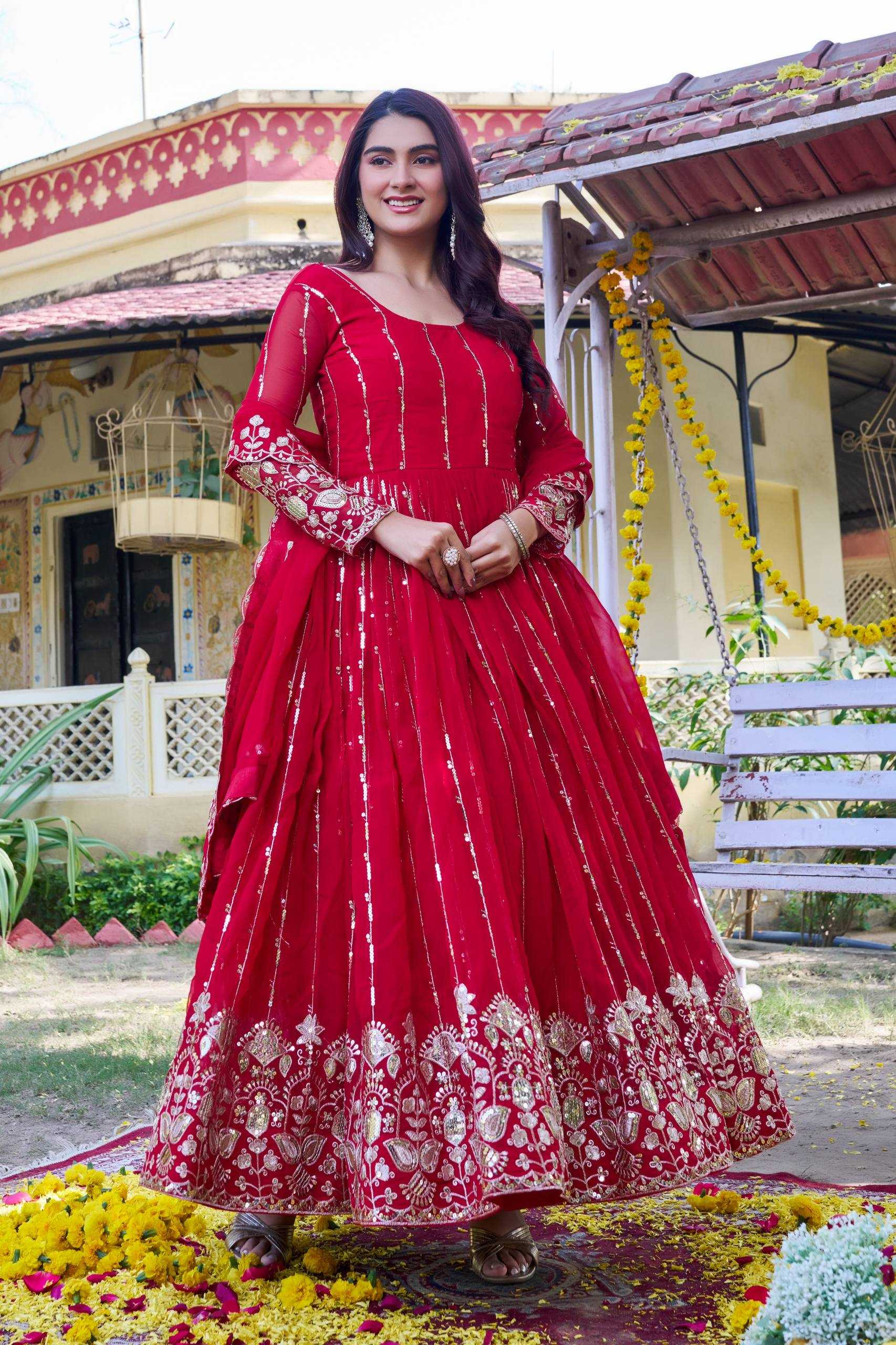 Ynf Faux Georgette KESH498 170 Gowns Wholesale Embroidery Gowns Designer Gowns Sequin Gowns Manufacturer- Kapda Export