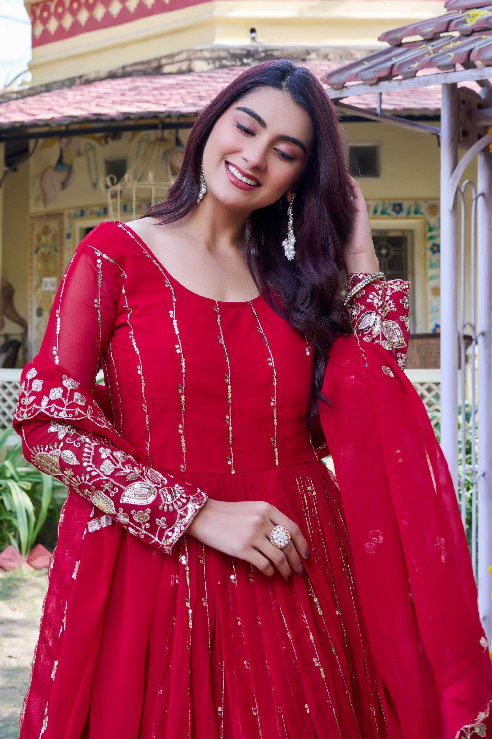 Ynf Faux Georgette KESH498 170 Gowns Wholesale Embroidery Gowns Designer Gowns Sequin Gowns Manufacturer- Kapda Export