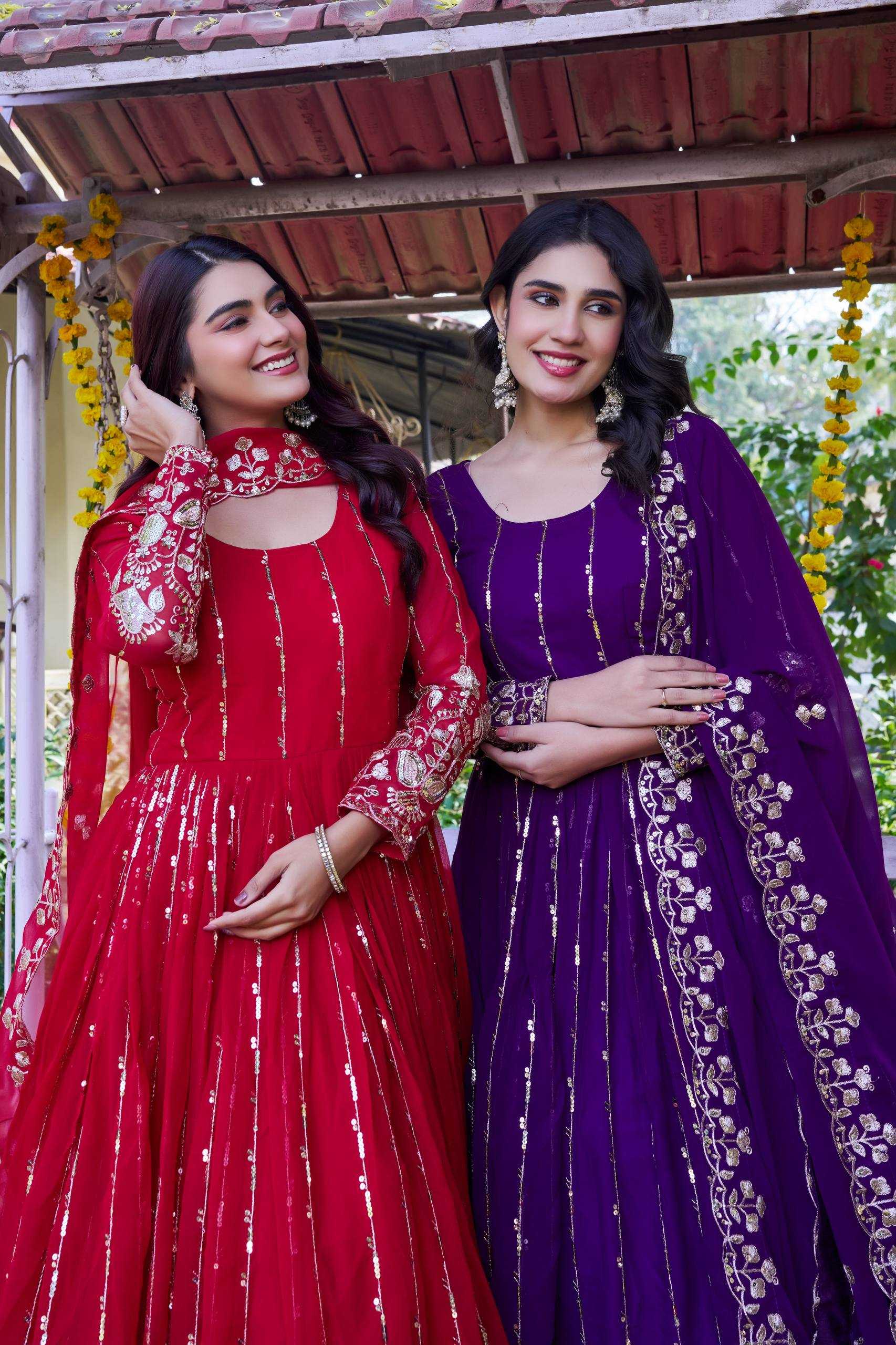 Ynf Faux Georgette KESH498 170 Gowns Wholesale Embroidery Gowns Designer Gowns Sequin Gowns Manufacturer- Kapda Export